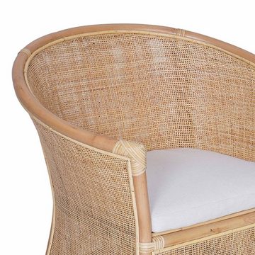 Casa Moro Rattanstuhl Rattansessel Sumatra Natur mit Sitzkissen Loungesessel halbrund, aus hochwertigen Natur-Rattan geflochten