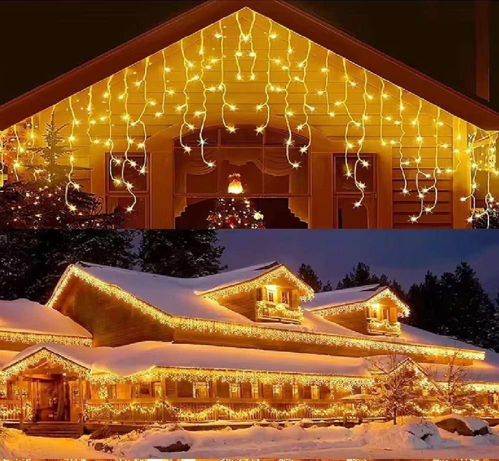 Montegoni LED-Lichtervorhang 5M Eisregen Lichtervorhang LED Lichterkette Weihnachtsdeko 8 Modi, ideal für Vorhang Girlande, Party & Garten