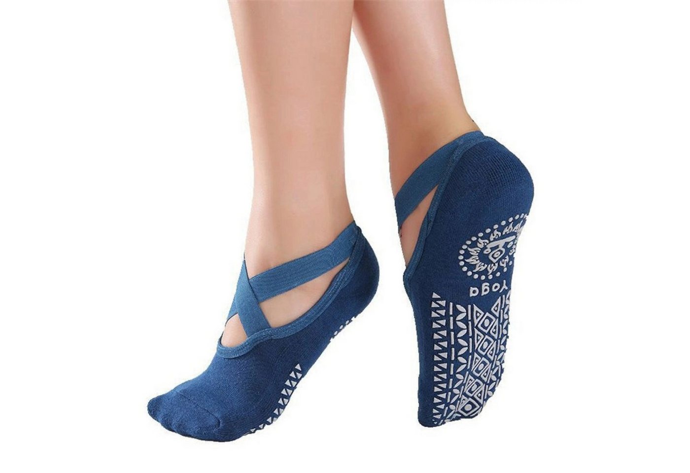 Sport-Knight® Sportsocken Yoga-Socken Damen 35–39 – rutschfest, atmungsaktiv, Criss Cross