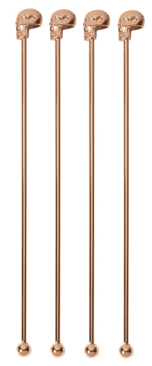 Cocktail-Set Bar Utensils Rührer Totenkopf kupfer Set4