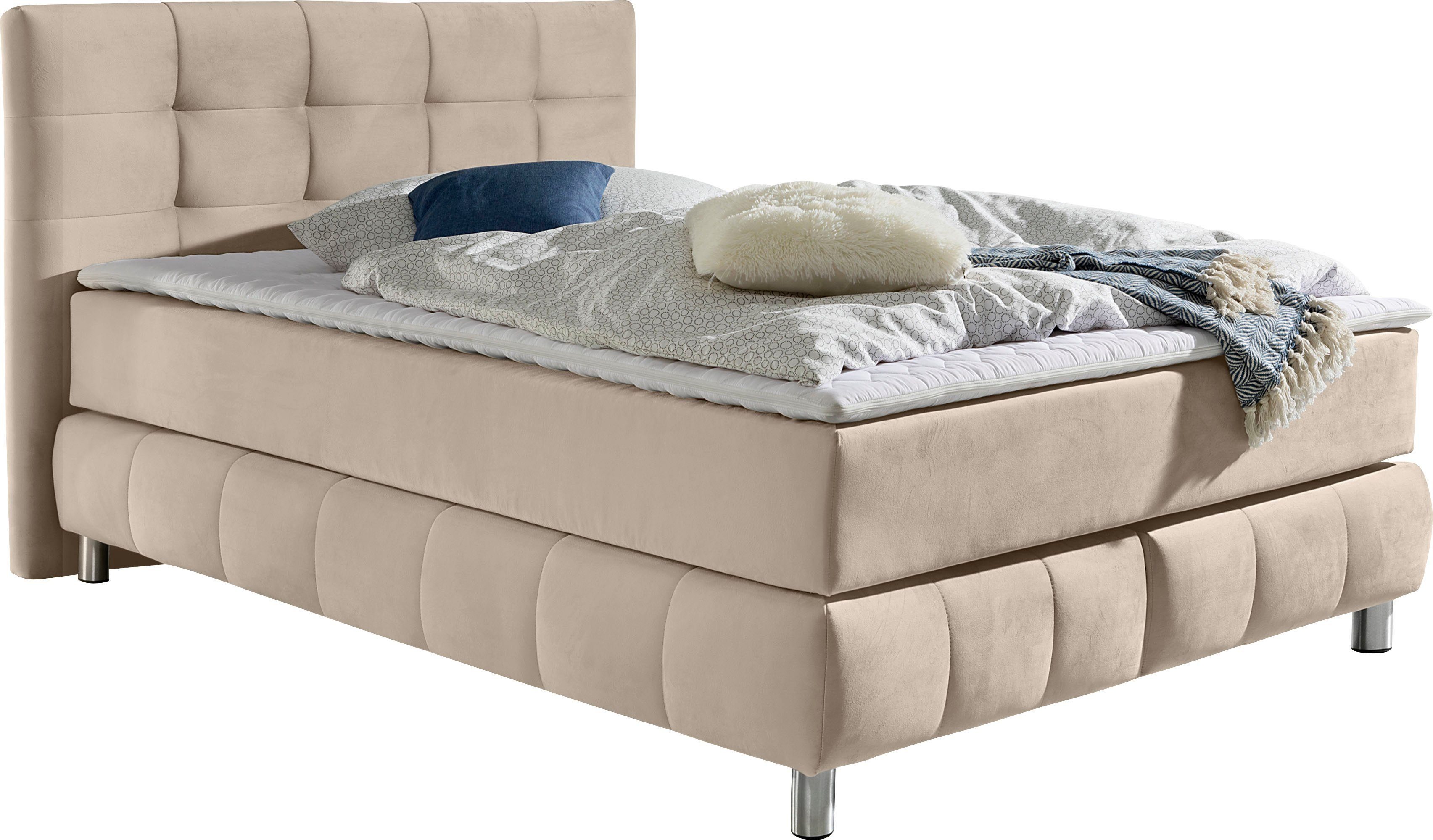 in Samtoptik 6 Boxspringbett Breiten Überlänge Salo Härtegrade 220cm, andas XXL, in 4 oder Struktur,