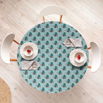 Abakuhaus Tischdecke Rundum-elastische Stofftischdecke, Weihnachten Lustige Pandas Neujahr