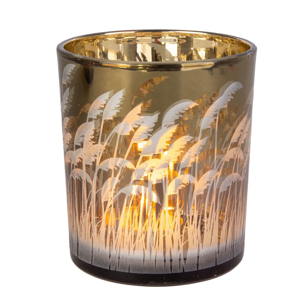MICA Dekolicht Windlicht - Gräser - braun - ca. 9 x 10 cm günstig online kaufen