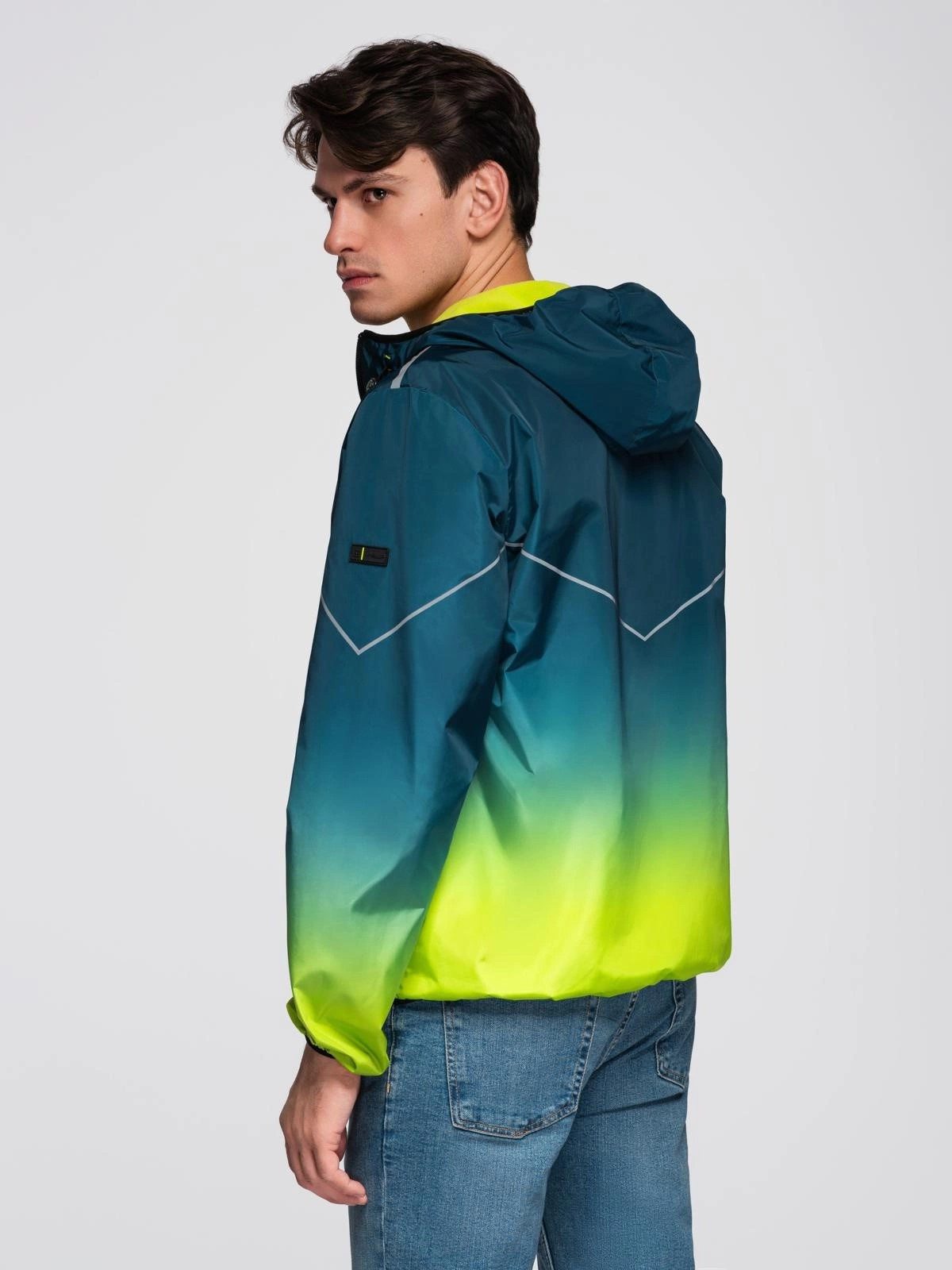 OMBRE Kapuzenfleecejacke Sportliche Herrenjacke mit Reflektoren und Fleecefutter – Bild 3 von 5