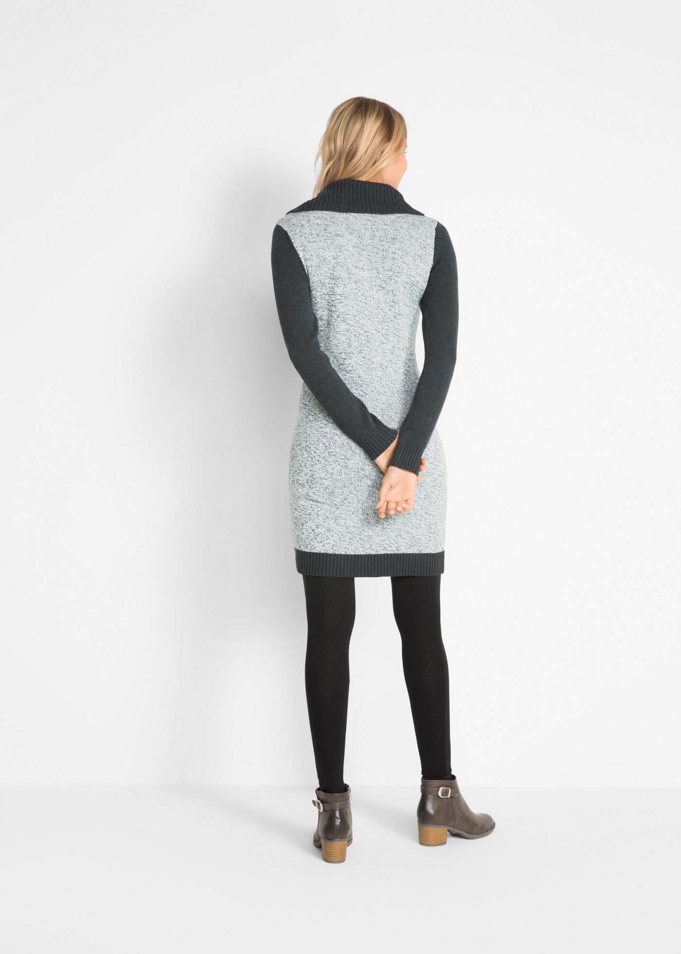 bonprix Strickkleid für Alltag, aus Baumwolle und Polyacryl, figurbetonte Passform