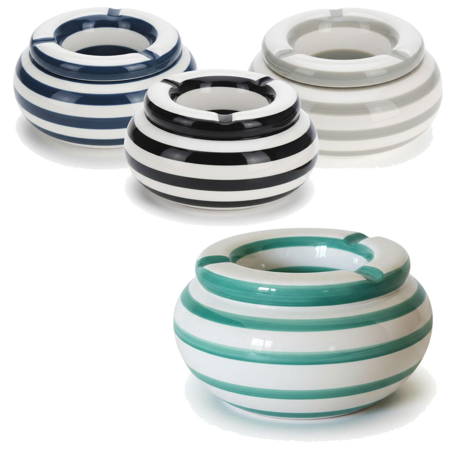LS-LebenStil Aschenbecher XL Sturmaschenbecher 14x9cm Türkis Weiß Windaschenbecher, Windaschenbecher Ashtray Tischaschenbecher Garten Balkon Deko