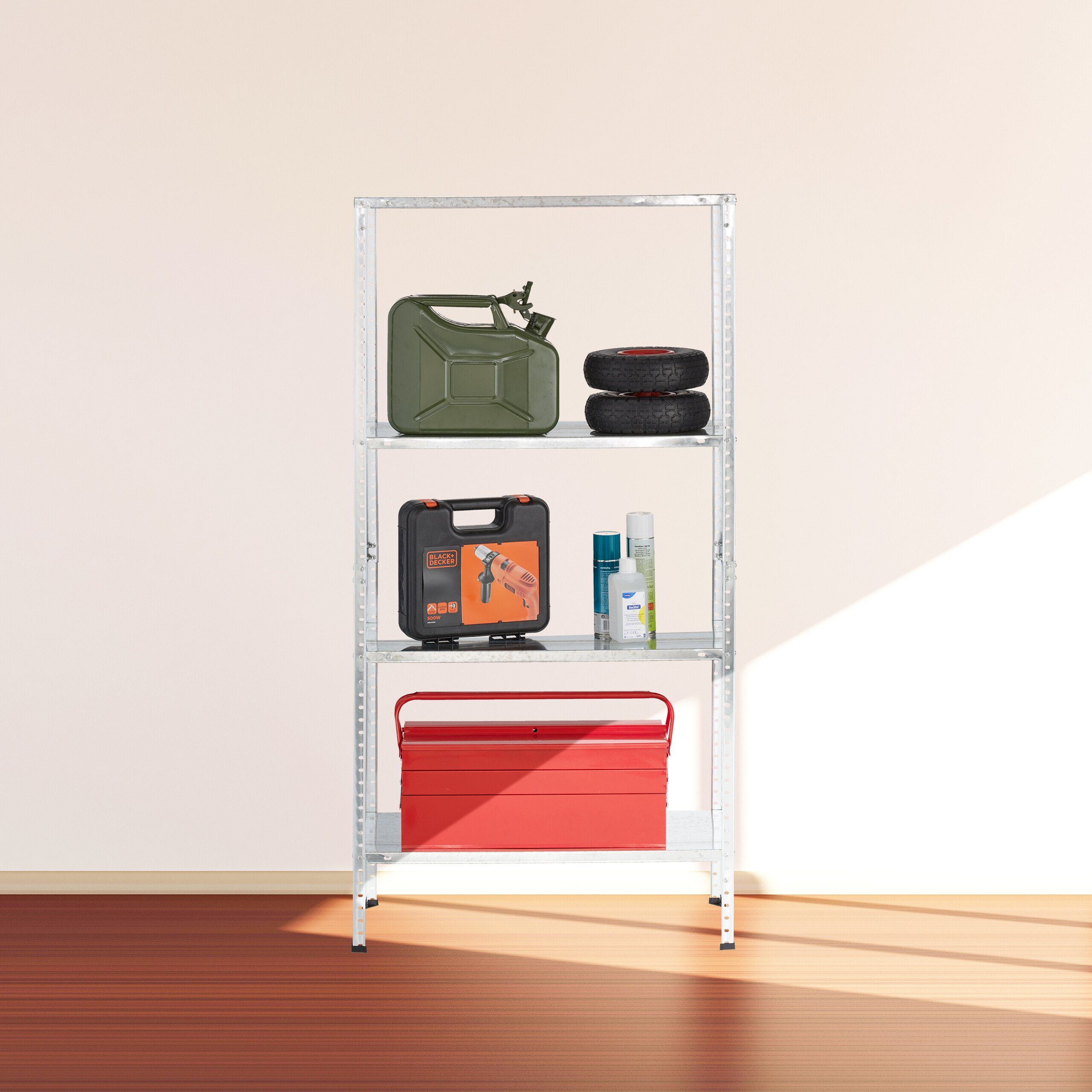 relaxdays Schwerlastregal Verzinktes Metallregal mit 4 günstig online kaufen