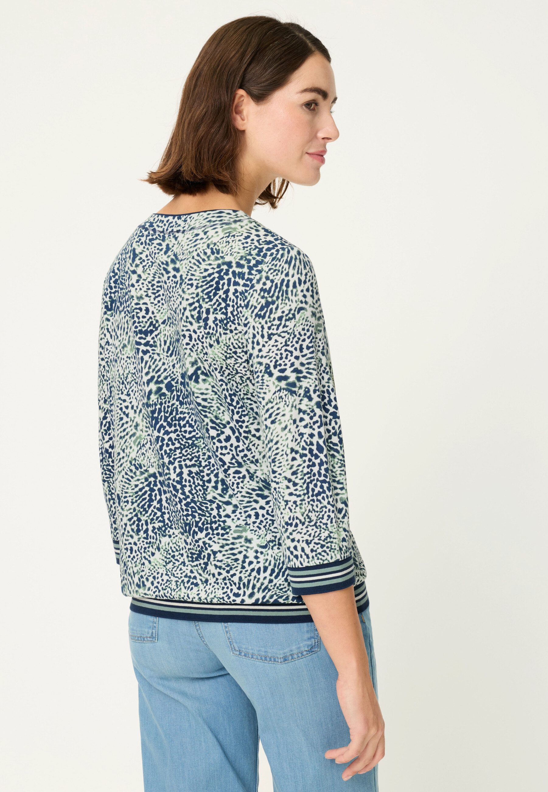 Olsen T-Shirt Shirt mit Panneaux-Print und Folien-Details