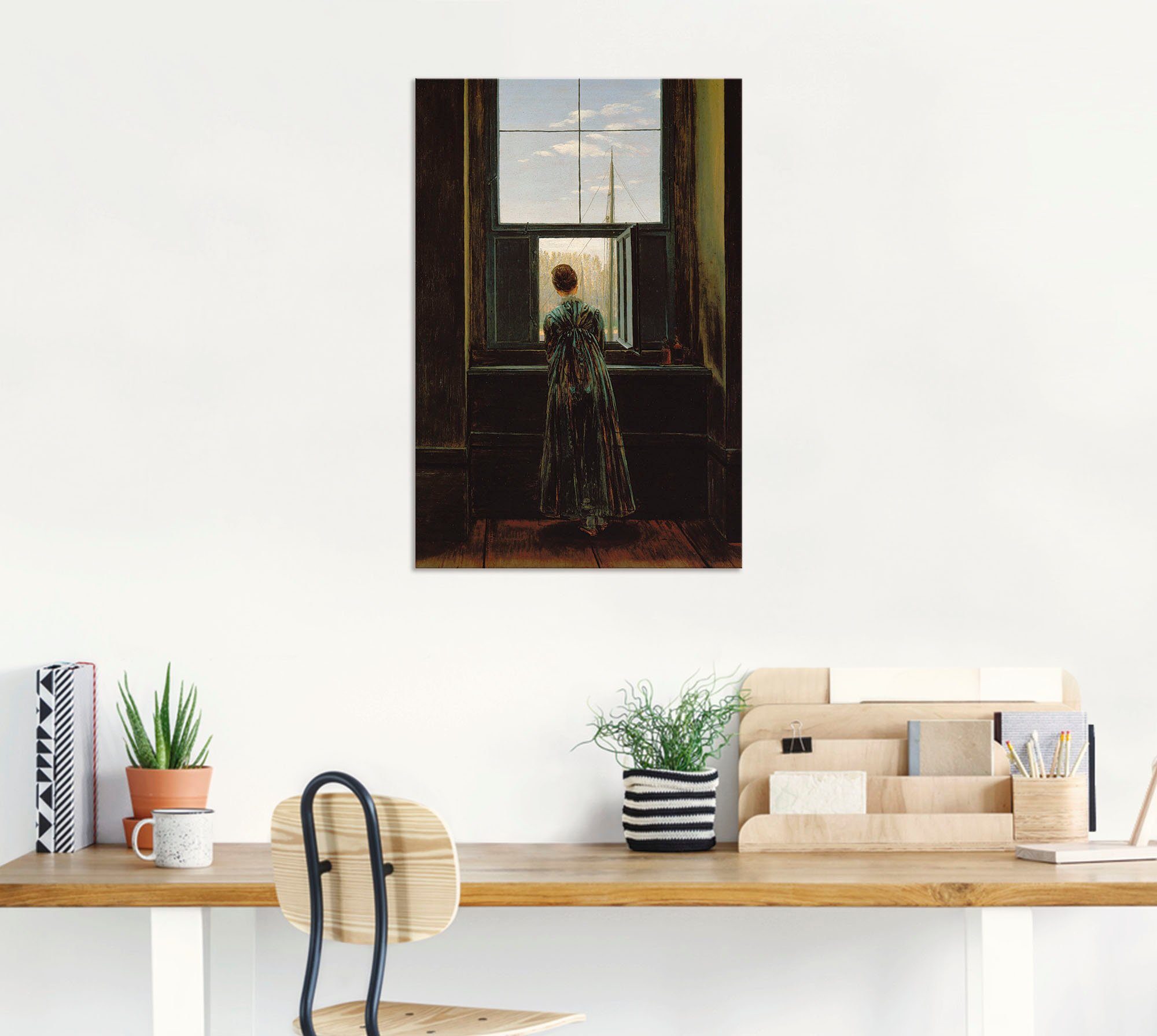 Artland Alu-Dibond-Druck Frau am Fenster. 1822, Frau (1 St), für Innen- und Außenbereich geeignet, Outdoorbild