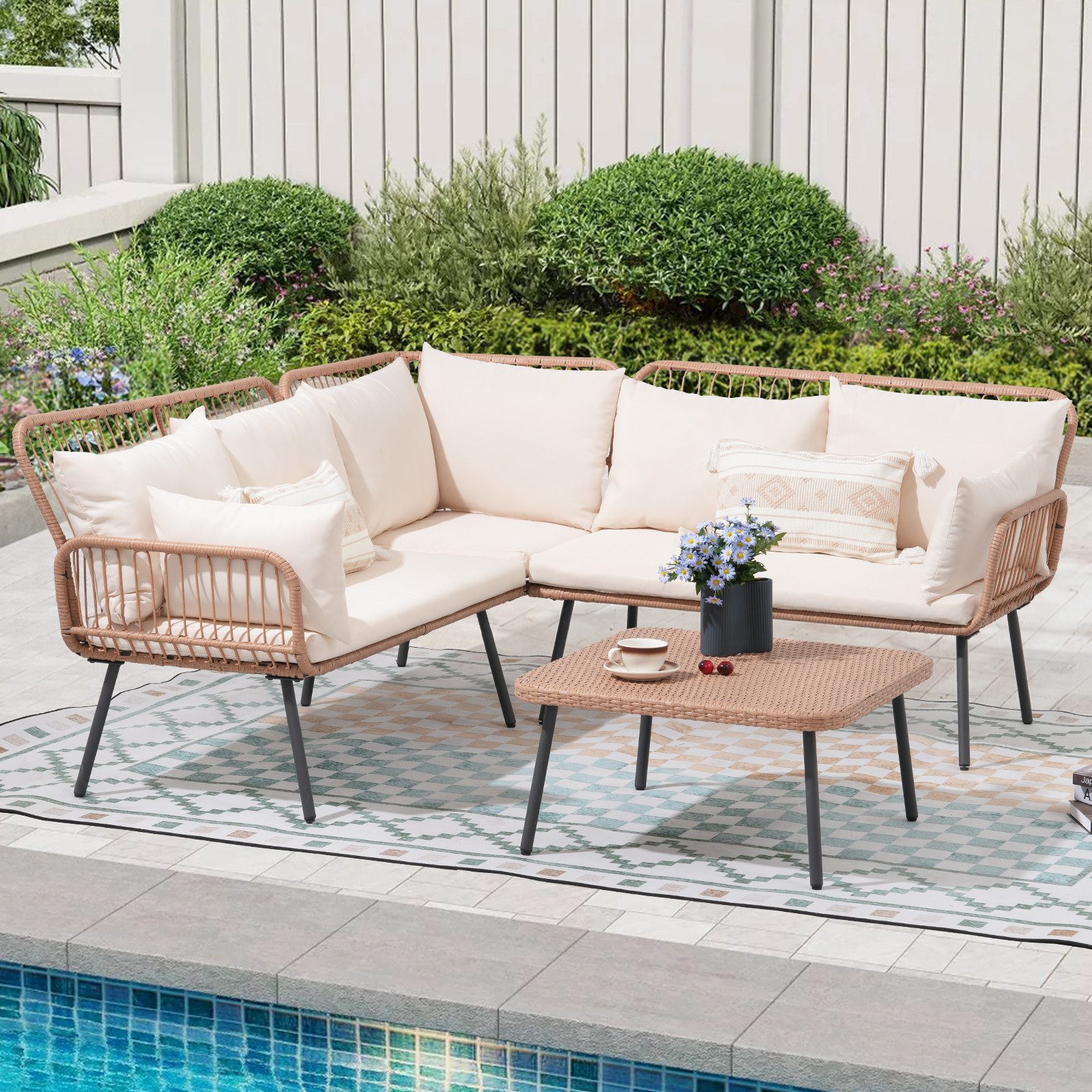 JOIVI Gartenlounge-Set 4-tlg Garten Lounge Set, günstig online kaufen