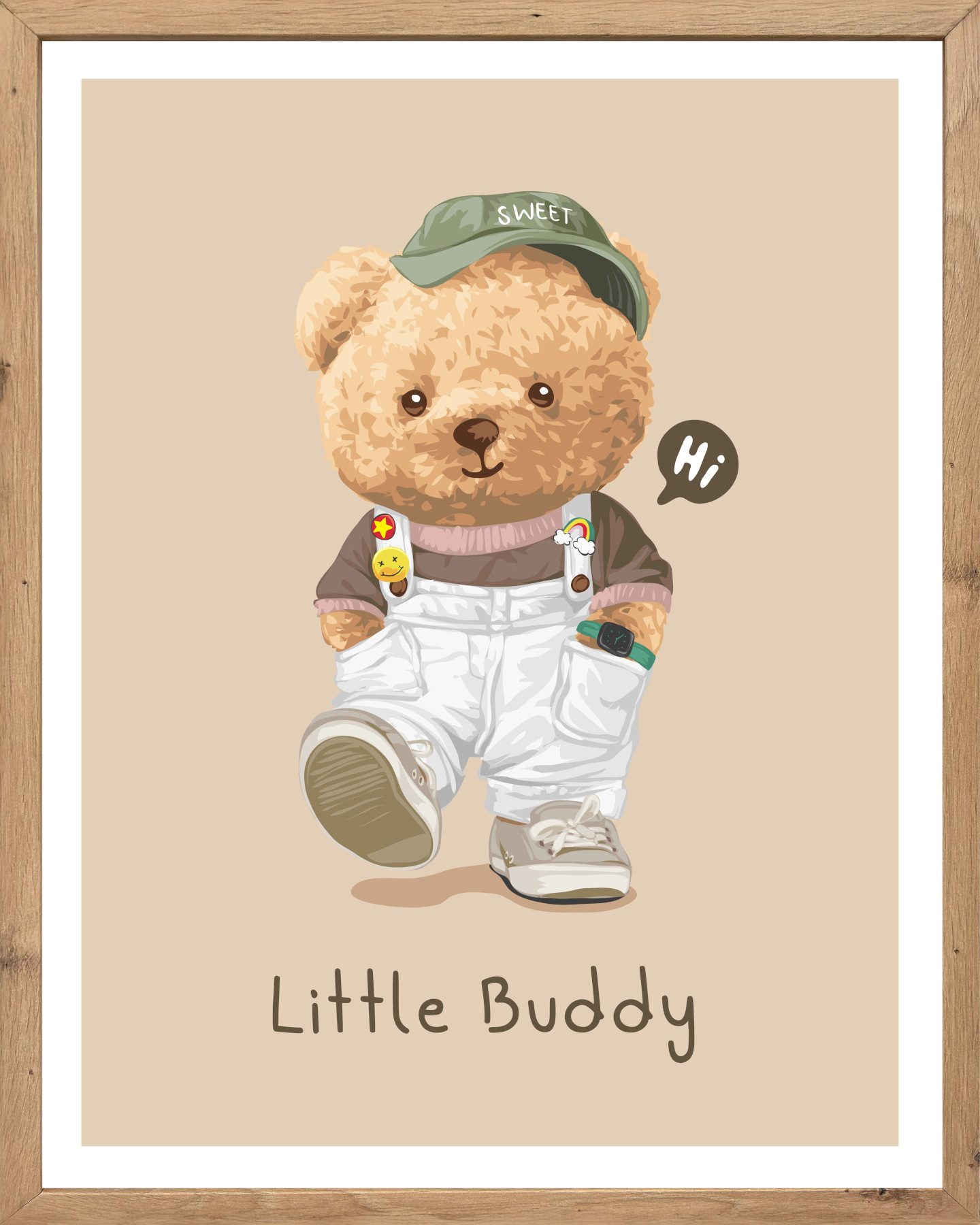 Bönninghoff Bild mit Rahmen Wandbild gerahmt LITTLE BUDDY 40x50 cm – Kinderzimmer Wanddeko Bär, Bär, Sprüche & Texte, Teddy (1 St), mit dekorativem Rahmen