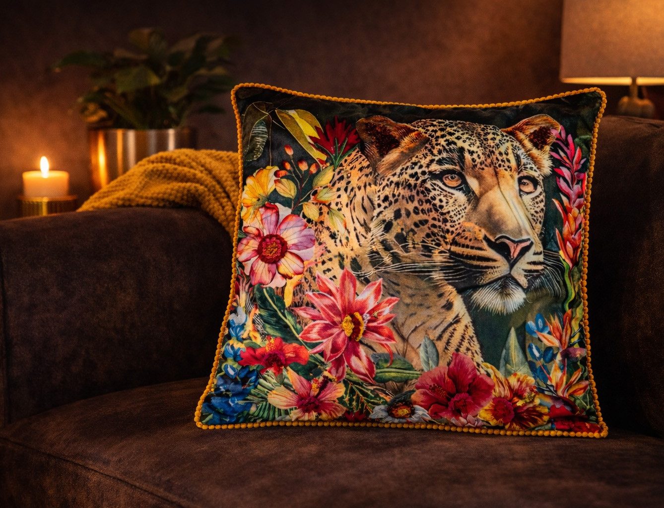 formano Dekokissen Samt Kissen Leopard 45cm Dekokissen gefüllt mit edlem Großkatzen-Motiv