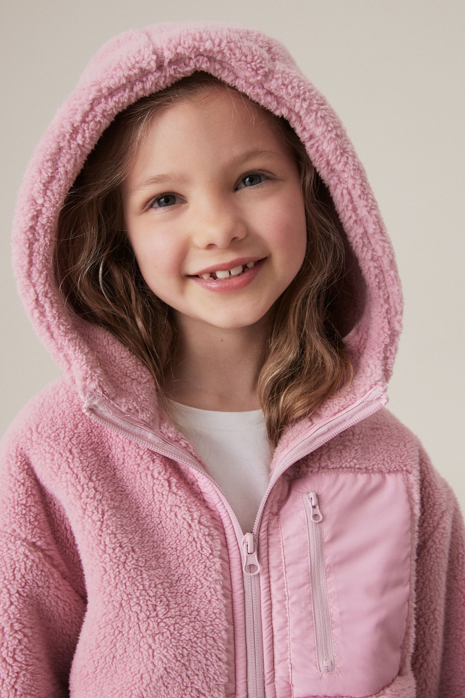 Next Kapuzenfleecejacke Fleece-Kapuzenjacke aus Borg mit durchgehendem RV (1-St)