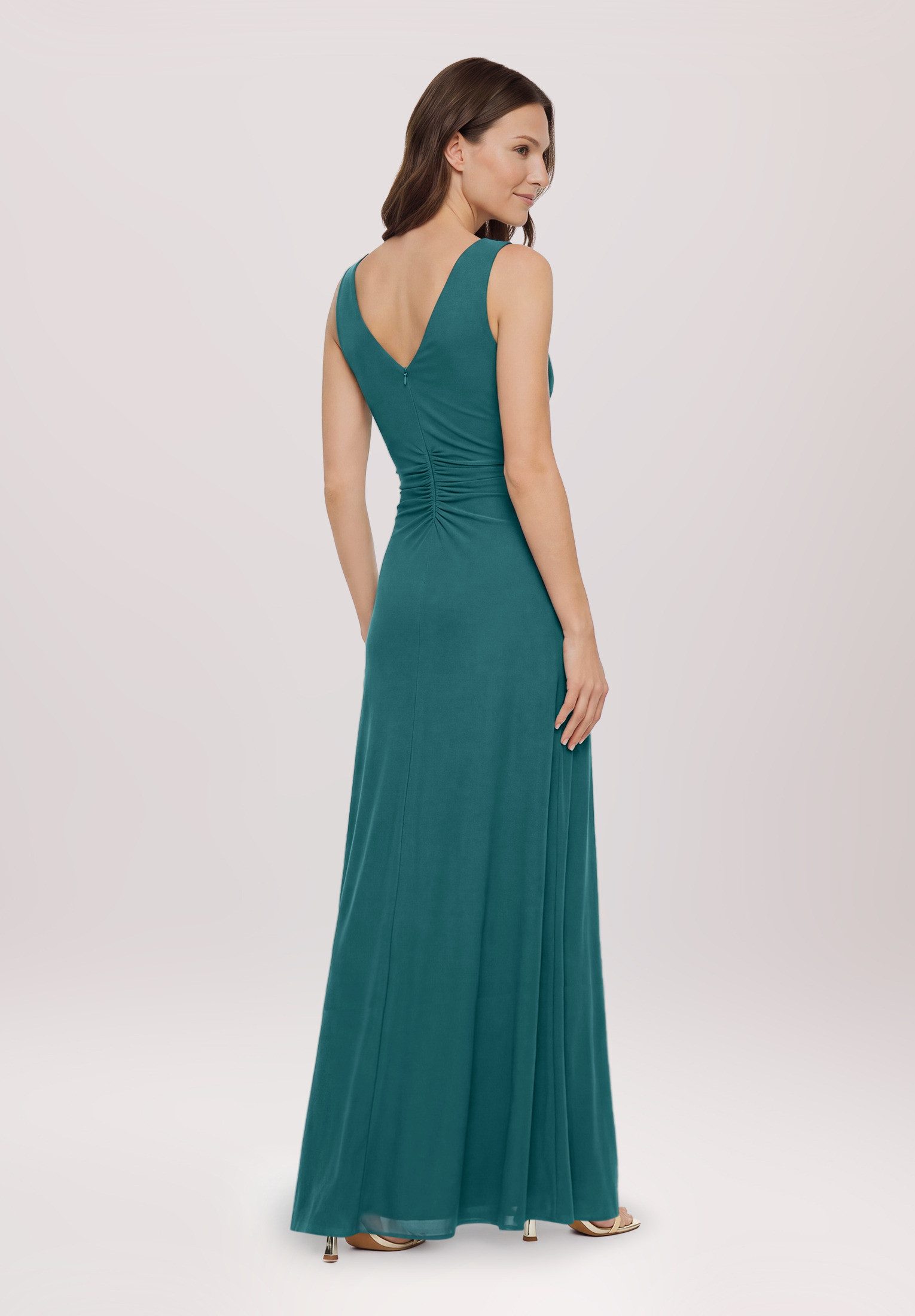 Vera Mont Abendkleid Damen mit V-Ausschnitt Falten – Bild 3 von 5