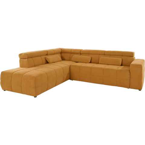 DOMO collection Ecksofa Brandon L-Form, auch in Leder, inklusive Kopfteilverstellung, wahlweise mit Sitztiefenverstellung