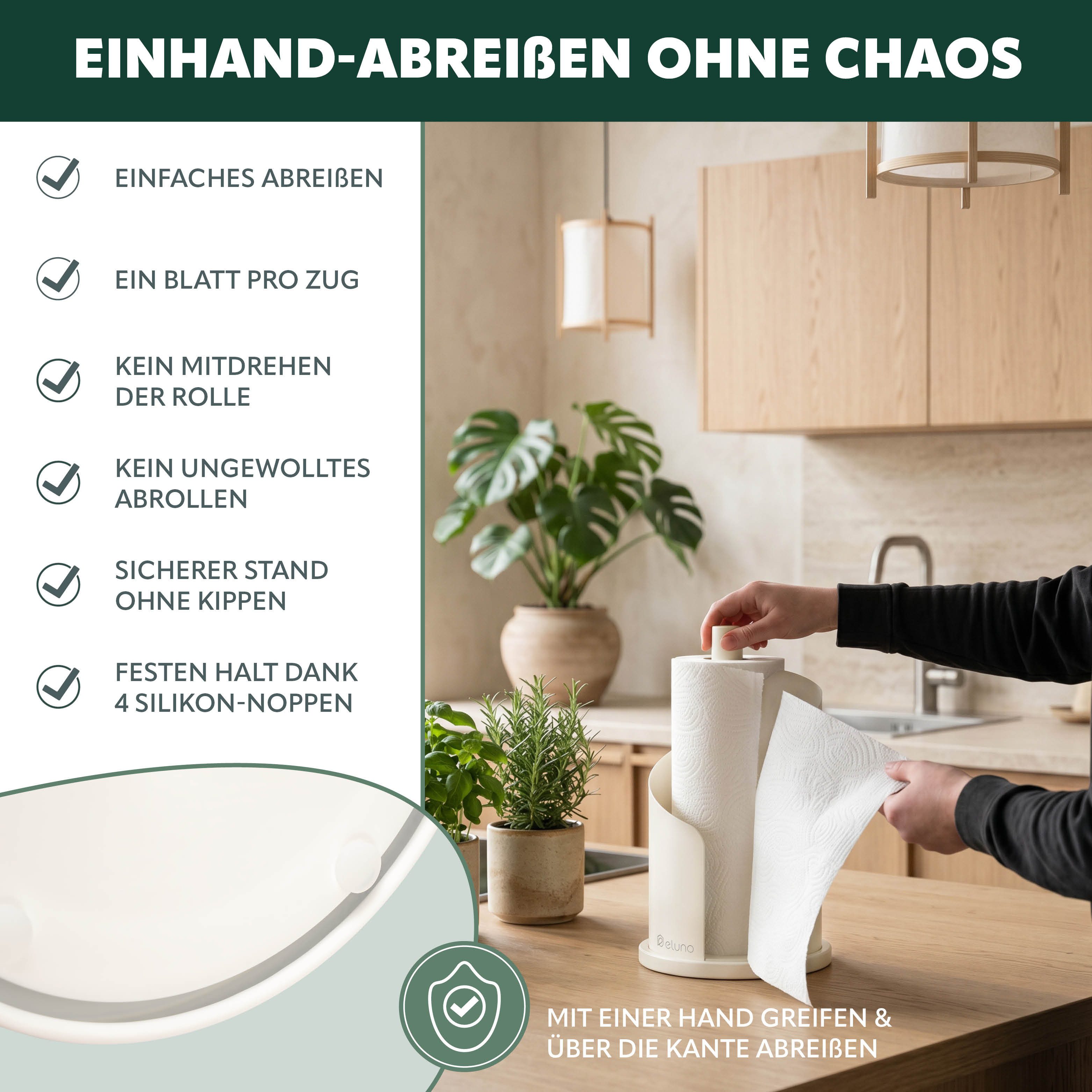 eluno Küchenrollenhalter oder Toilettenpapier-Ersatzrollenhalter aus Metall, (1-St)