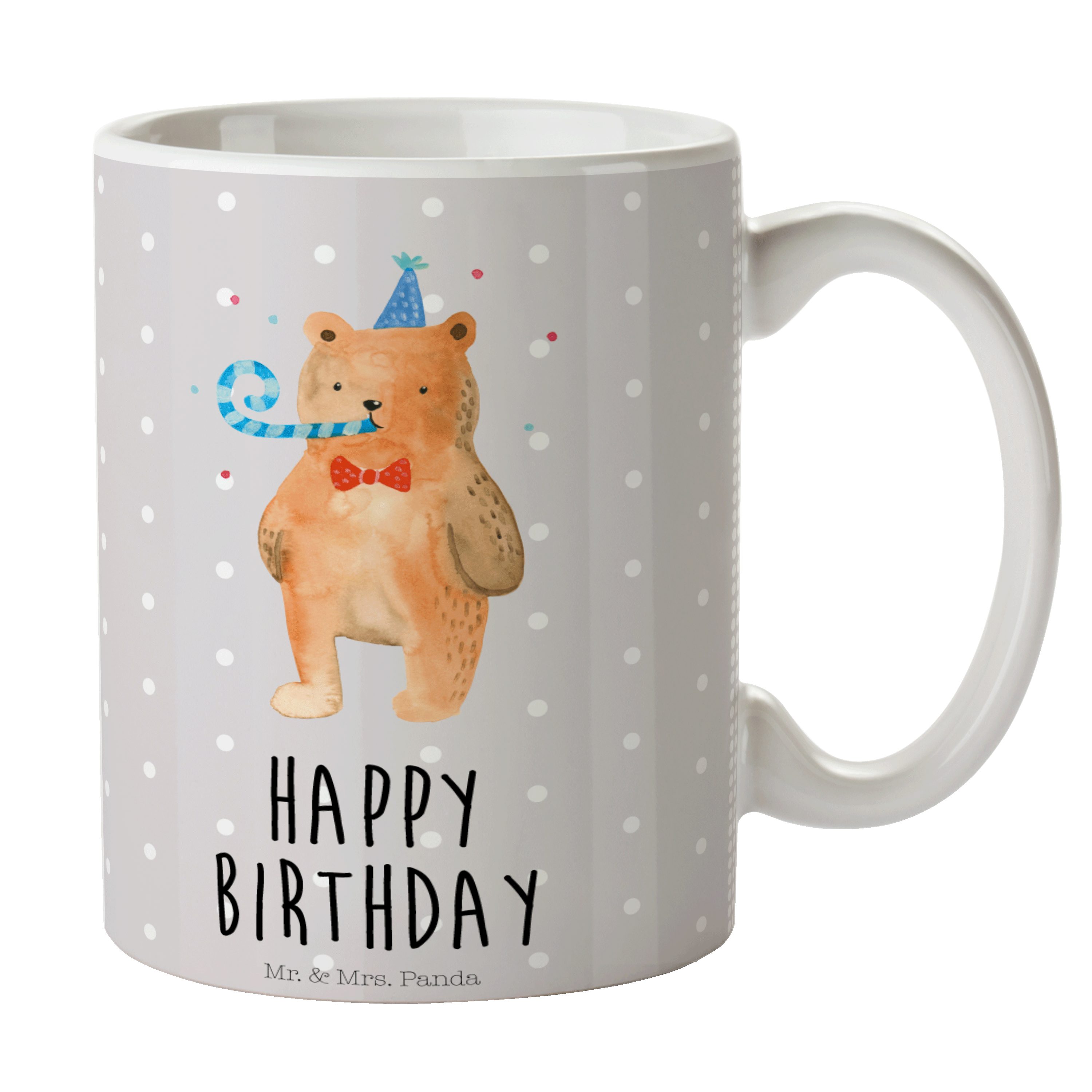 Mr. & Mrs. Panda Tasse Birthday Bär - Grau Pastell - Geschenk, Teddy, Kaffeetasse, Tasse, Bü, Keramik