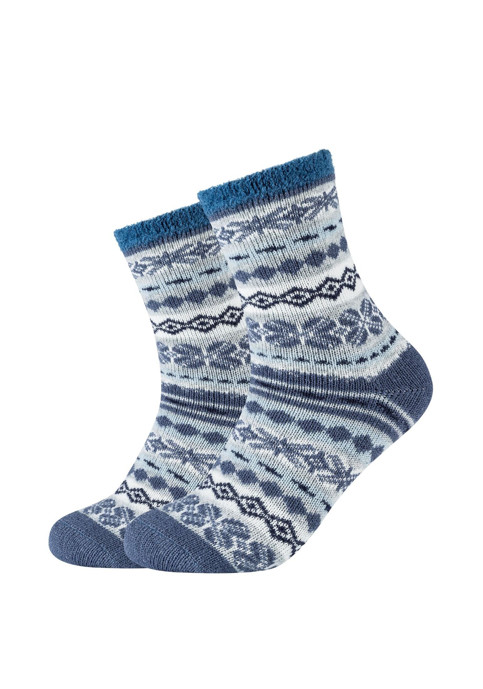 captain's Warm Kuschelsocken Norweger Damen Flauschig Cosy Socken Socken Camano blue