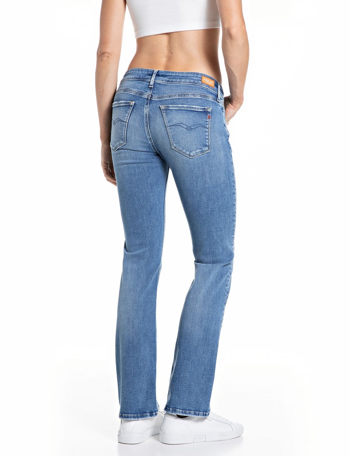 Replay Bootcut-Jeans NEW LUZ mit gesticktem R an der Gesäßtasche