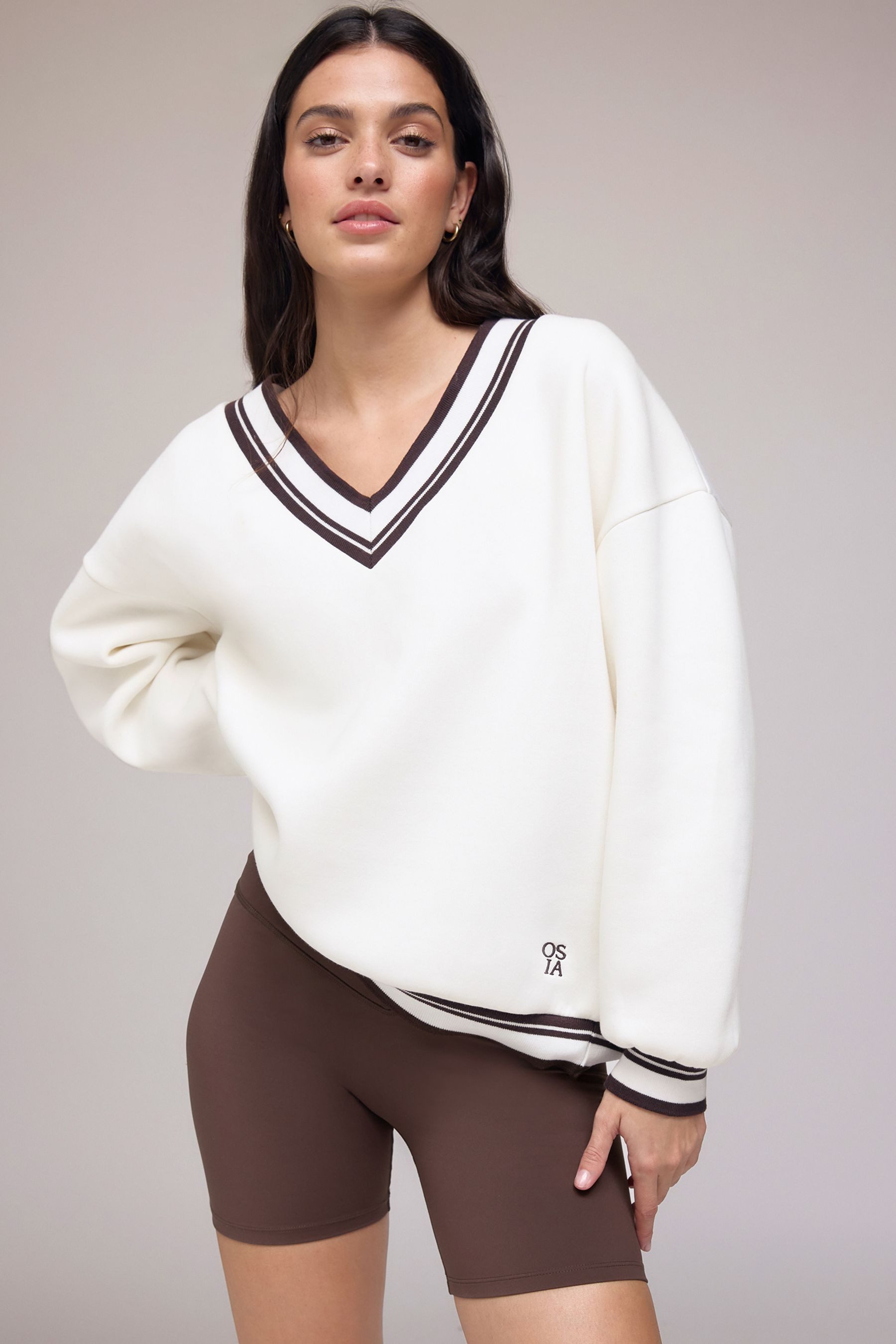 Osia Sweater OSIA Oversized Fit Sweatshirt mit Randstreifen (1-tlg)