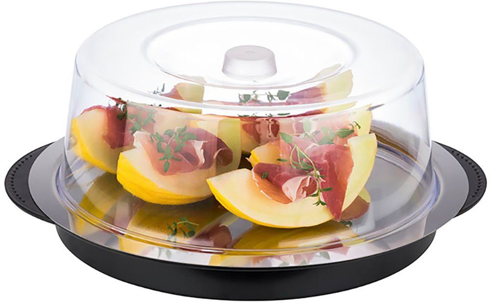 APS Kuchenplatte Thermo Tablett Set, Edelstahl, Kunststoff, Ø 34 cm, Kühlfunktion durch 2 Kühlakkus