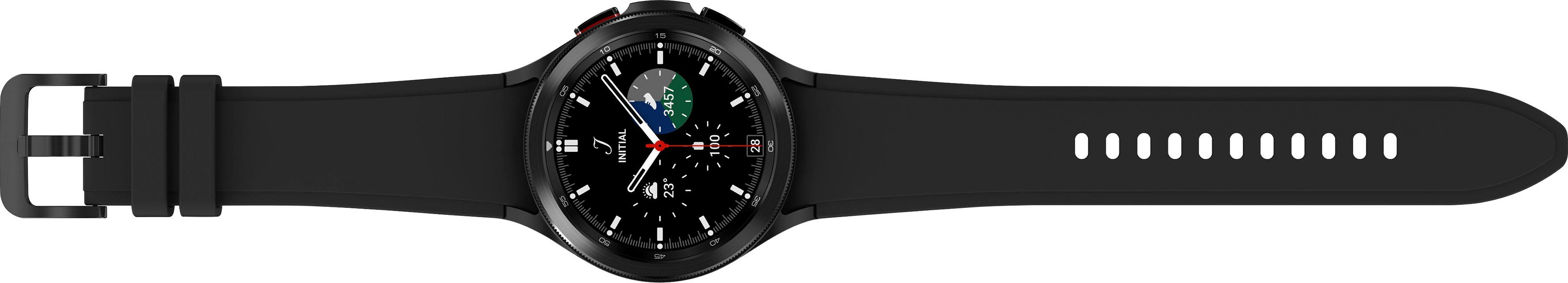 Gesundheitsfunktionen Galaxy Fitness classic Watch Tracker, schwarz Uhr, Wear 4 cm/1,4 Zoll, 46mm Smartwatch | LTE Fitness Samsung (3,46 Google), by schwarz OS