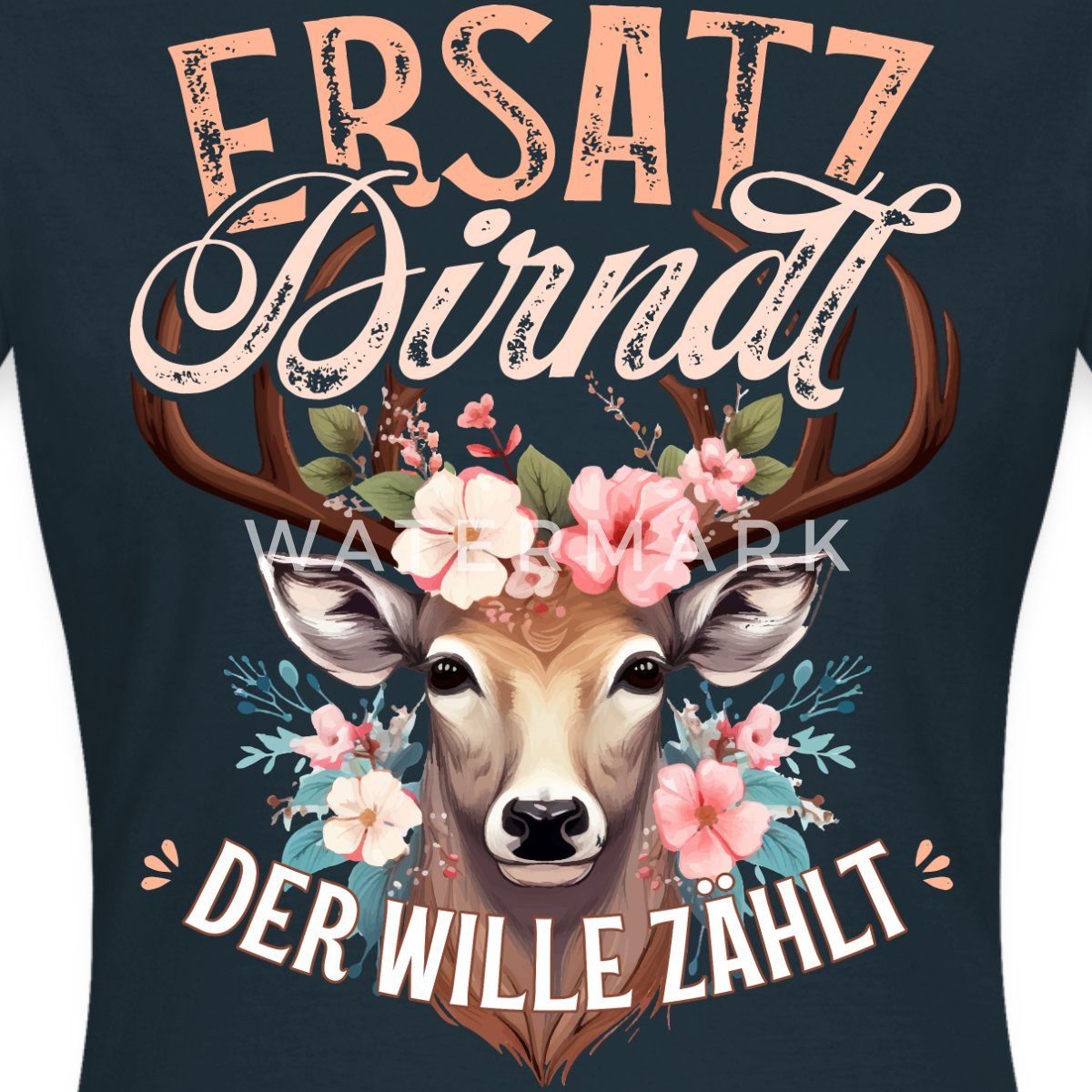 Spreadshirt T-Shirt Ersatz Dirndl Trachten Frauen T-Shirt (1-tlg) Slim Fit, fällt klein aus