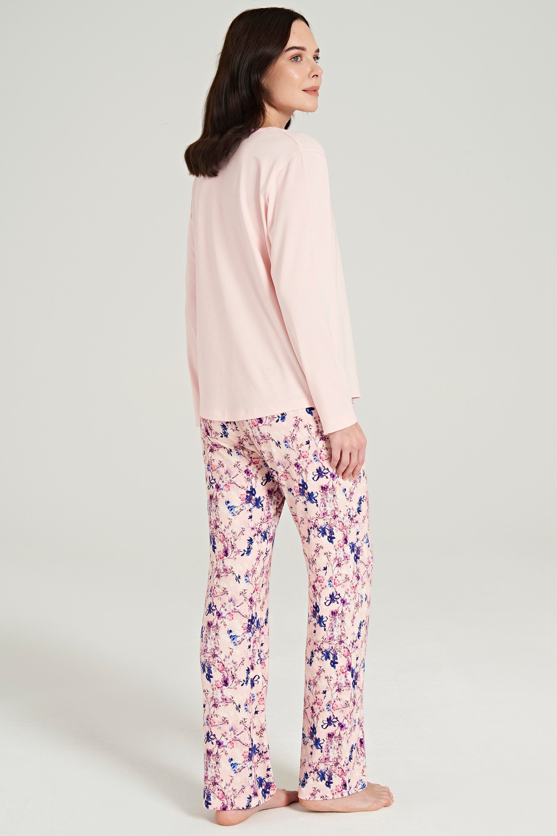 FEYZA Pyjama Damen Pyjama-Set mit Blumenmuster – Langarmshirt und Hose, 2-teilig