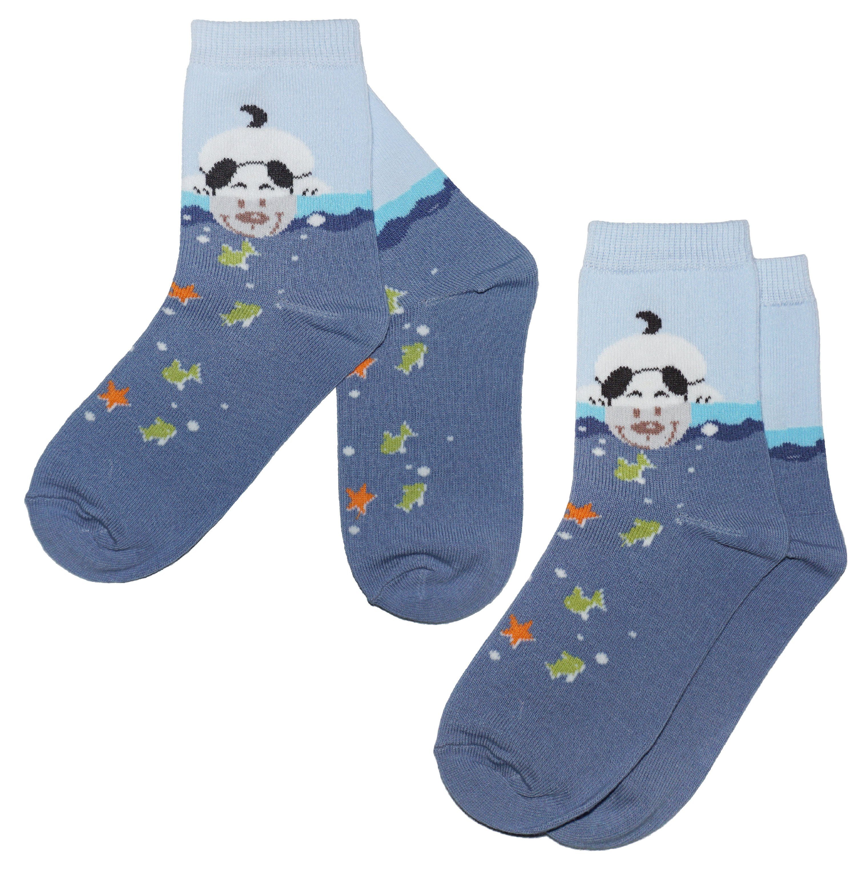 Basicsocken Kinder Socken 2-er Pack für Jungs >>Lustiger Taucher<< aus Baumwolle
