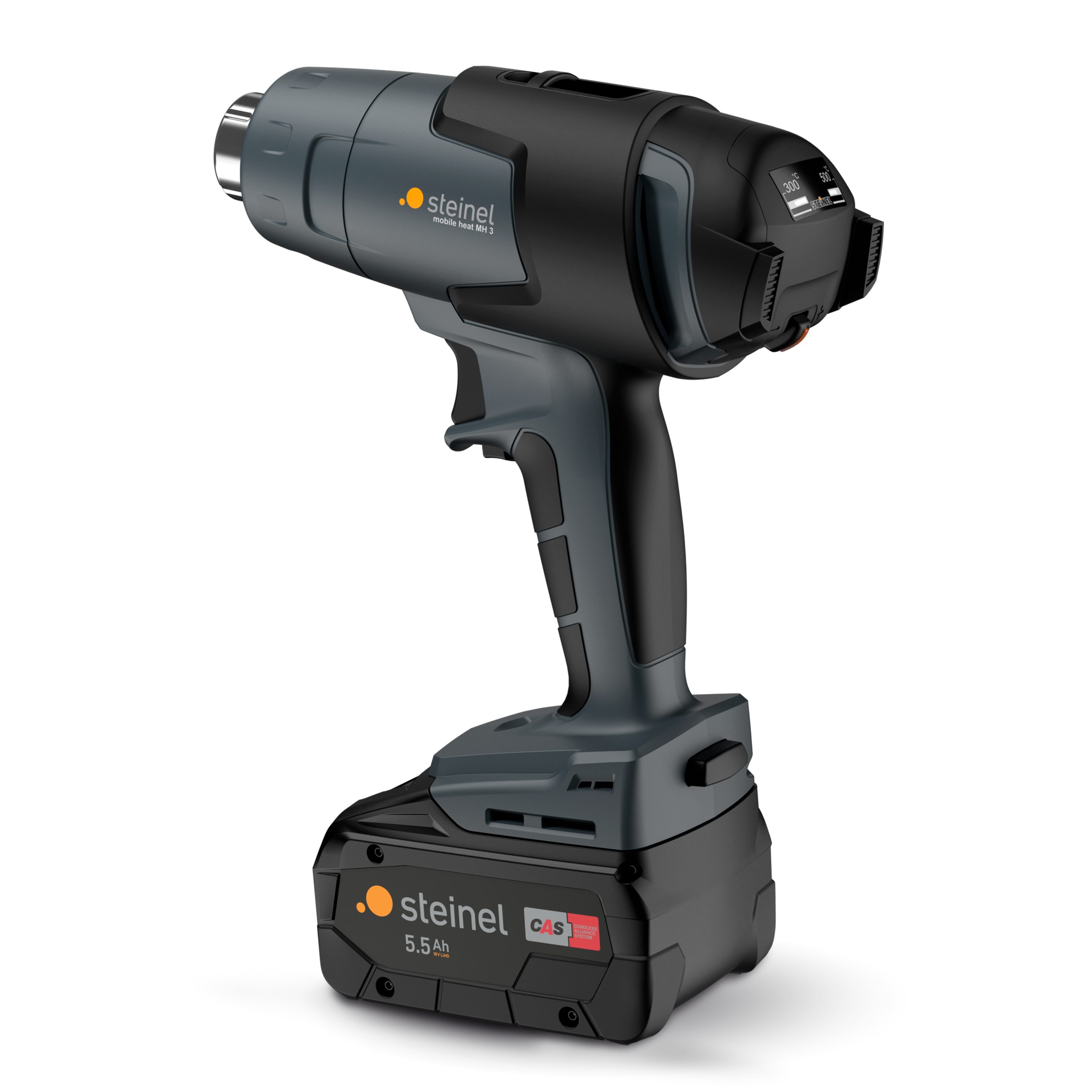 steinel Akku-Heißluftgebläse mobile heat MH3, bis max. 500,00 °C, 18 V Profi-Heißluftgebläse mit Koffer, LCD-Display, mit Akku