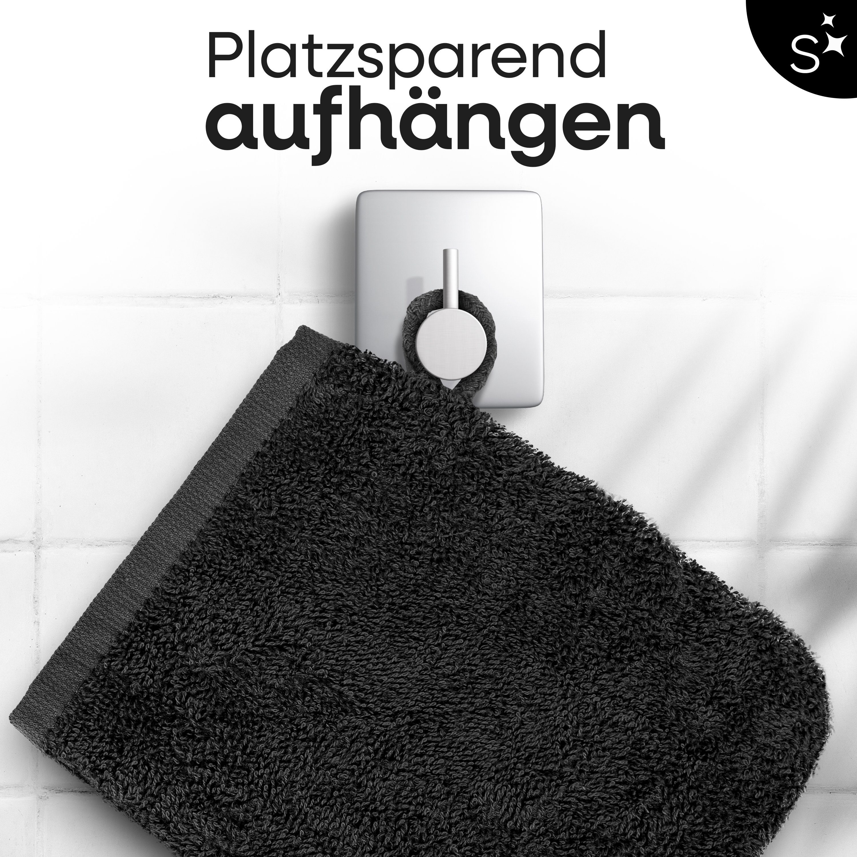 Slummer Waschhandschuh Frottier Waschlappen Seiflappen, Baumwolle (Set, 10-St), 15x21cm, Anthrazit grau