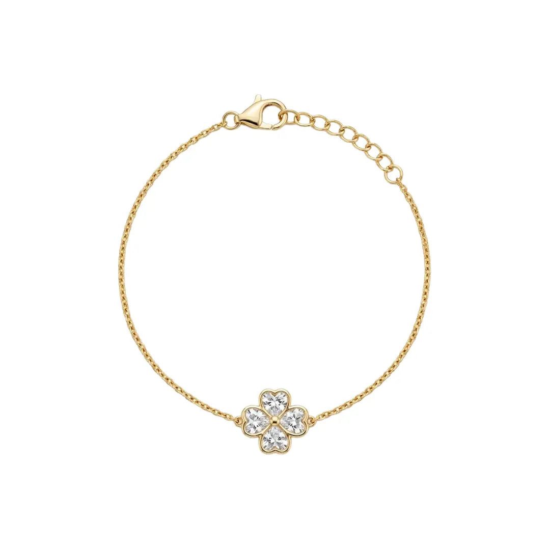 Suzan Gold Silberarmband Kleeblatt Armband 925 Sterling Silber Damen Zirkonia vergoldet