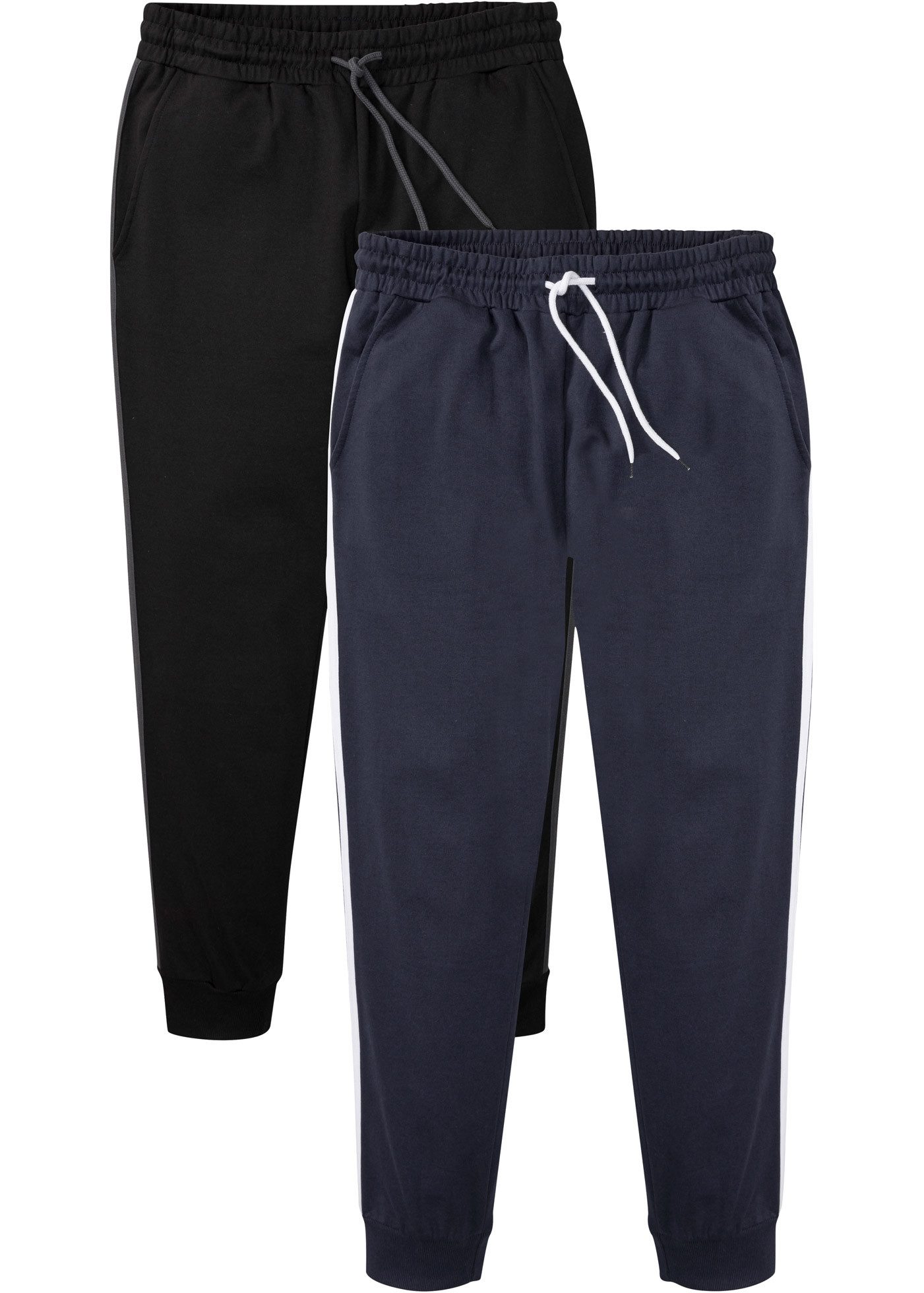 bonprix Jogginghose (Packung, 2-tlg) mit weichem Innenmaterial, mit seitlichen Kontraststreifen
