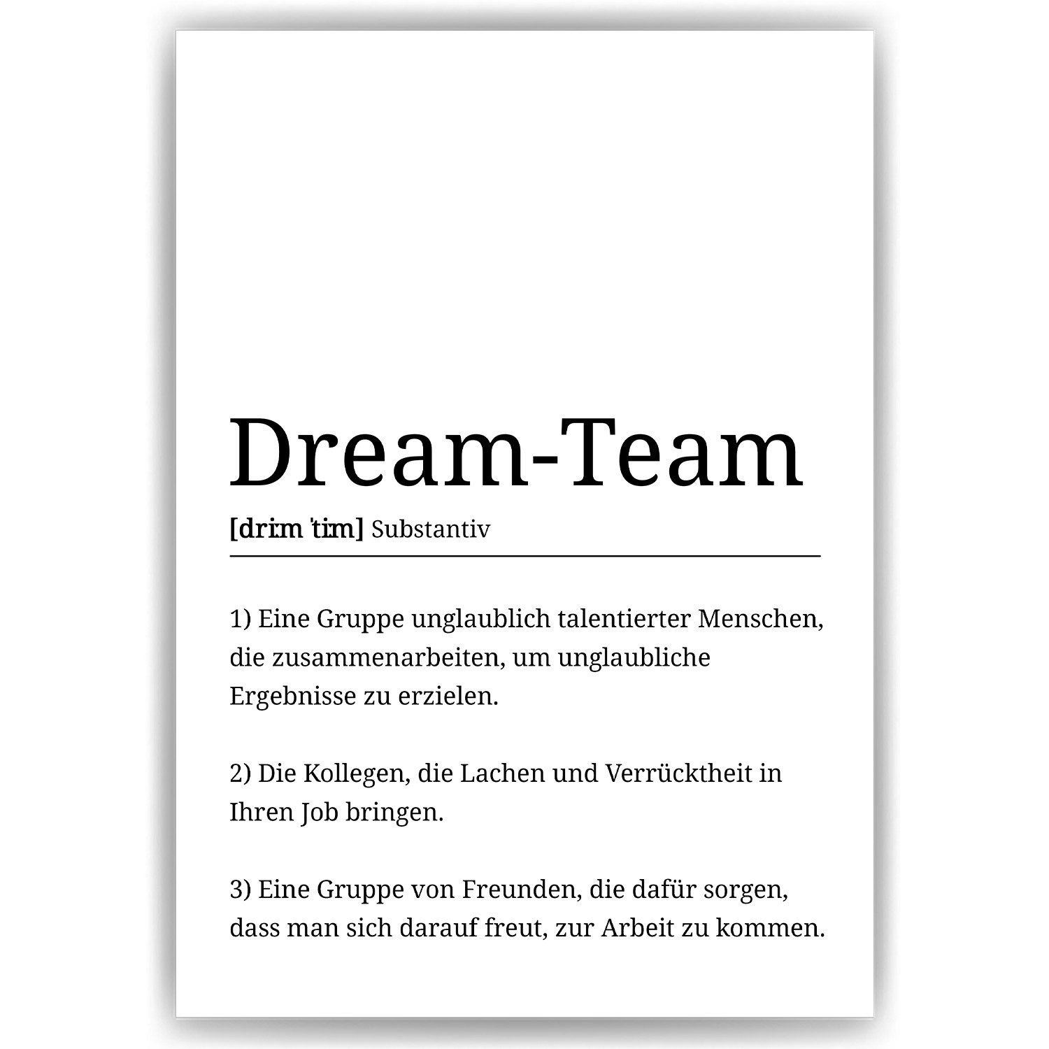 Tigerlino Poster Dream-Team Definition Mitarbeiter Geschenk günstig online kaufen