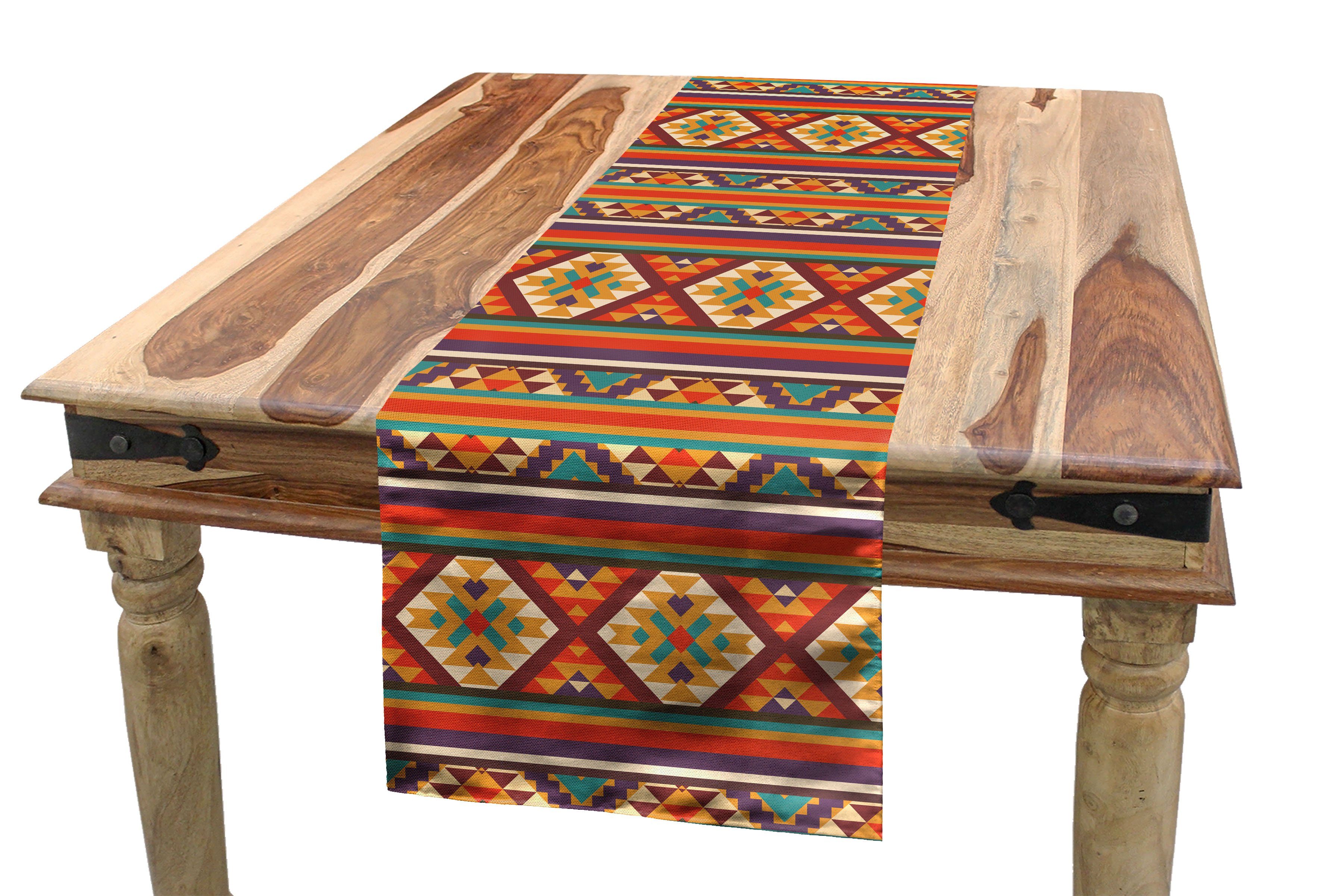 Abakuhaus Tischläufer Esszimmer Küche Rechteckiger Dekorativer Tischläufer, Bunt Aztec Tribal