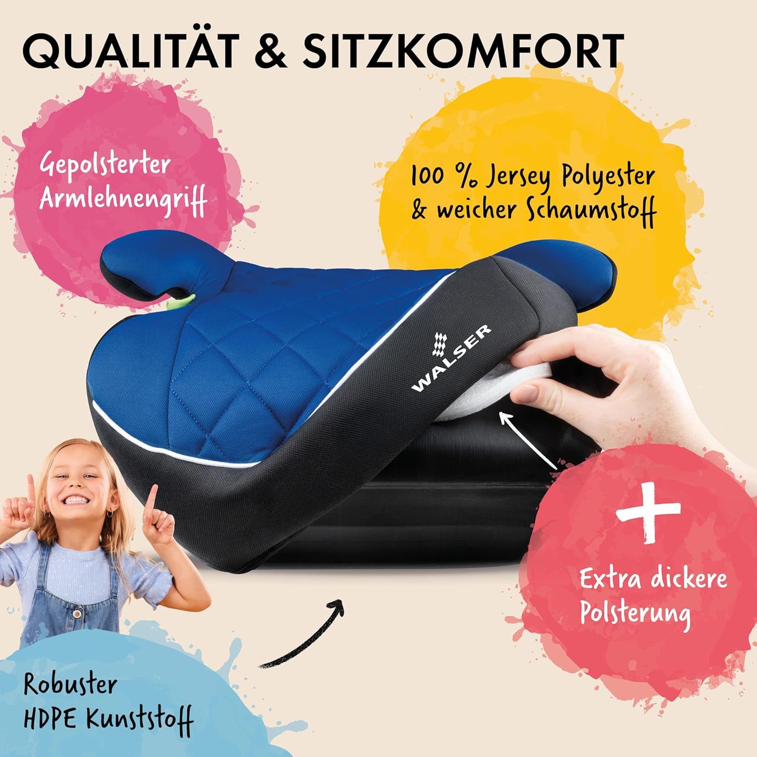 WALSER Autokindersitz WALSER Kindersitzerhöhung Andy ISOFIX Hartschale ab 4-10 Jahre, ab: 4 Jahre, bis: 10 Jahre, (1 Stück, 1-tlg)