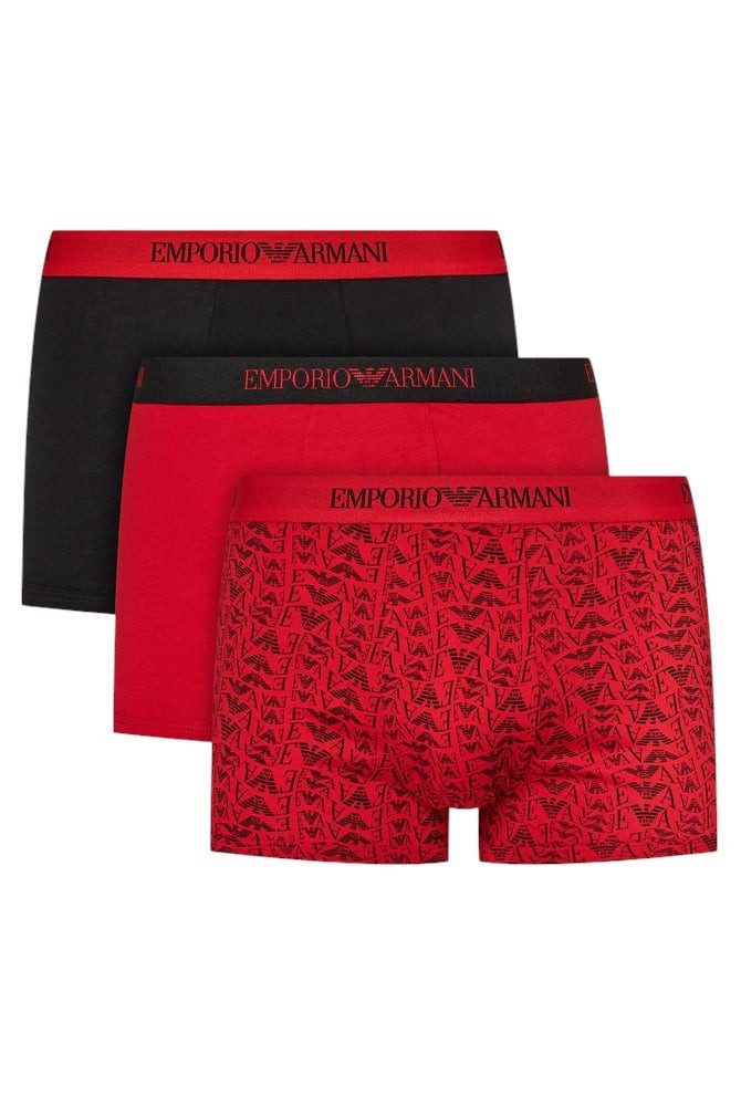 Emporio Armani Boxershorts Unterwäsche Trunk Cotton schwarz/rot gemustert H günstig online kaufen