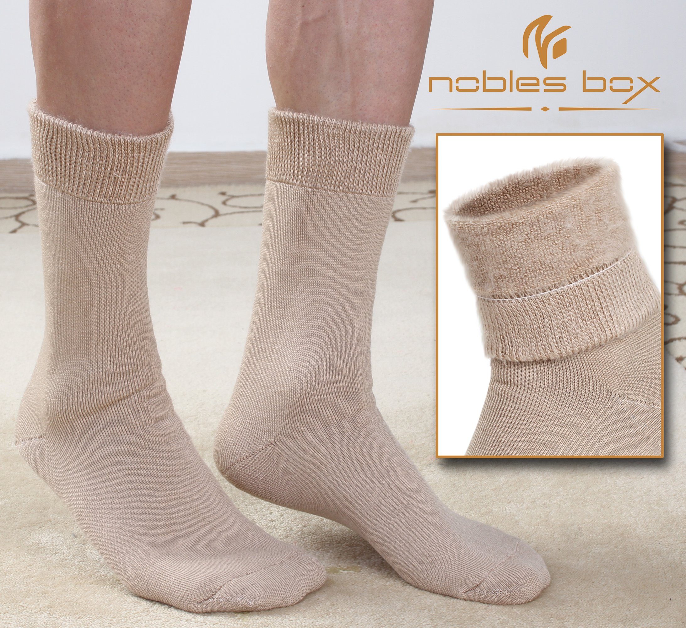 Wintersocken Herren EU Arbeitssocken 41-46 Größe) Thermosocken Socken, Beige Warme (Beutel, Herren Herren 2-Paar, NoblesBox