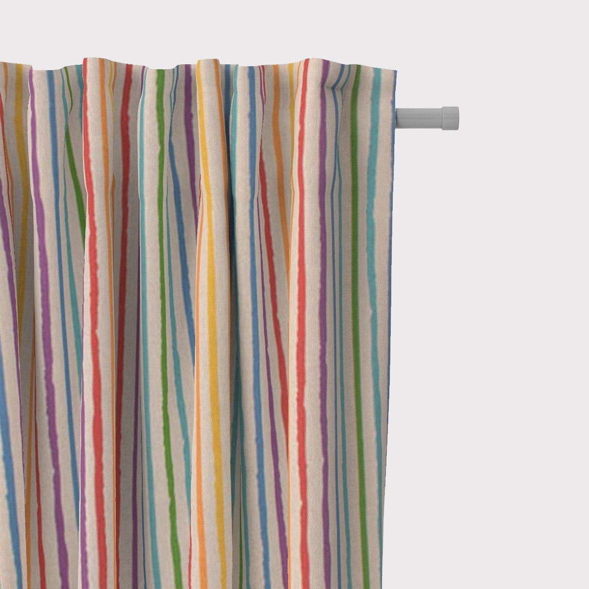 Vorhang SCHÖNER Baumwolle, bunt Smokband St), Rainbow natur made in Vorhang Streifen 245cm, vorgewaschen Germany, blickdicht, SCHÖNER handmade, Stripe LEBEN. LEBEN., (1