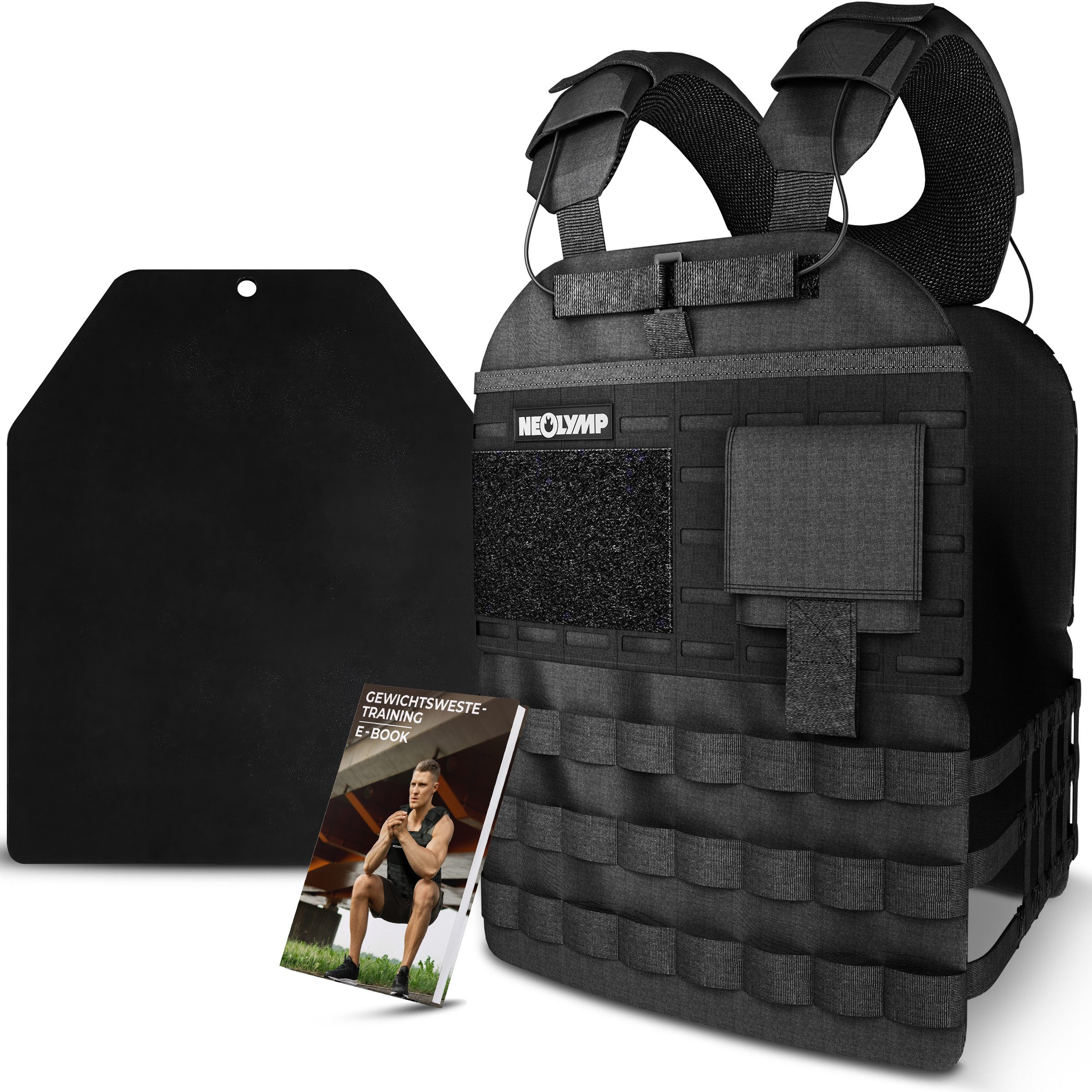 NEOLYMP Gewichtsweste Unisex Weighted Vest Plattenträger Weste mit Tasche - Kein Verrutschen, (Gewichtsweste mit 2x 1,25 kg Eisenplatten und verstellbaren Schnallen), Atmungsaktiv & Verstellbar – Calisthenics Equipment – Weight Vest Home