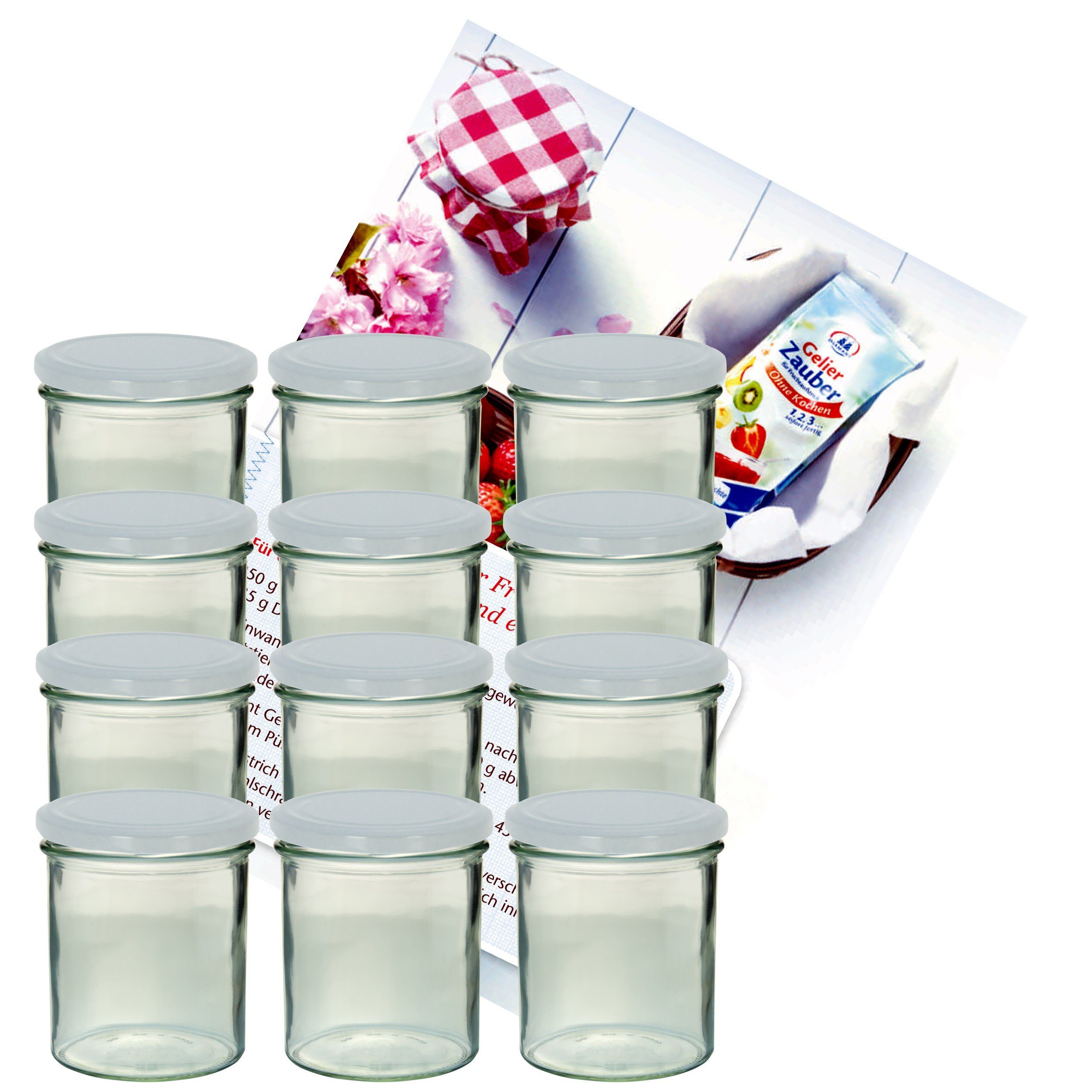 MamboCat Einmachglas 12er Set Sturzglas 350 ml Marmeladenglas Einmachglas weißer Deckel, Glas | Einmachgläser