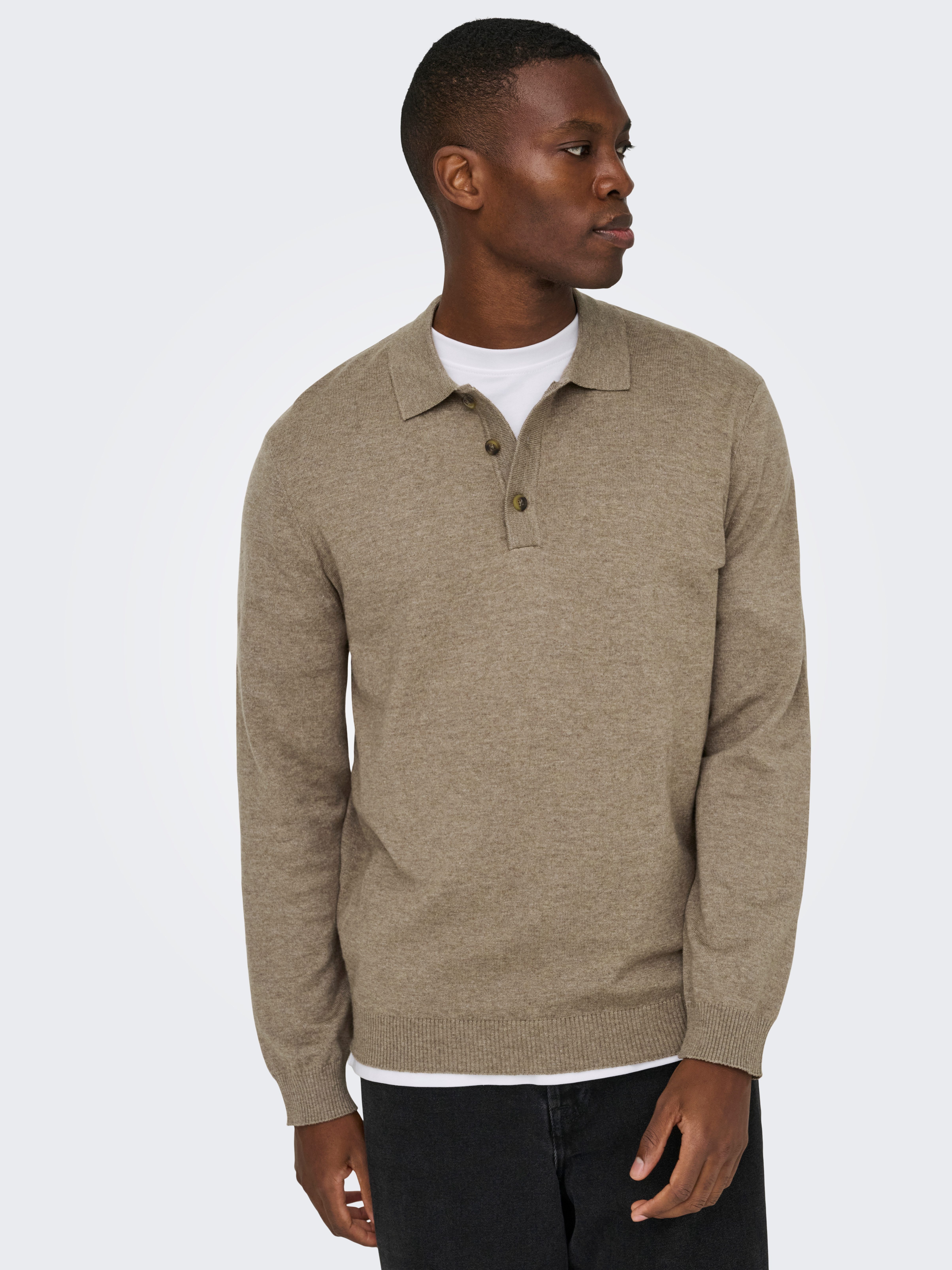ONLY & SONS Polokragenpullover ONSLOUI REG 12 LS MEL POLO KNIT günstig online kaufen