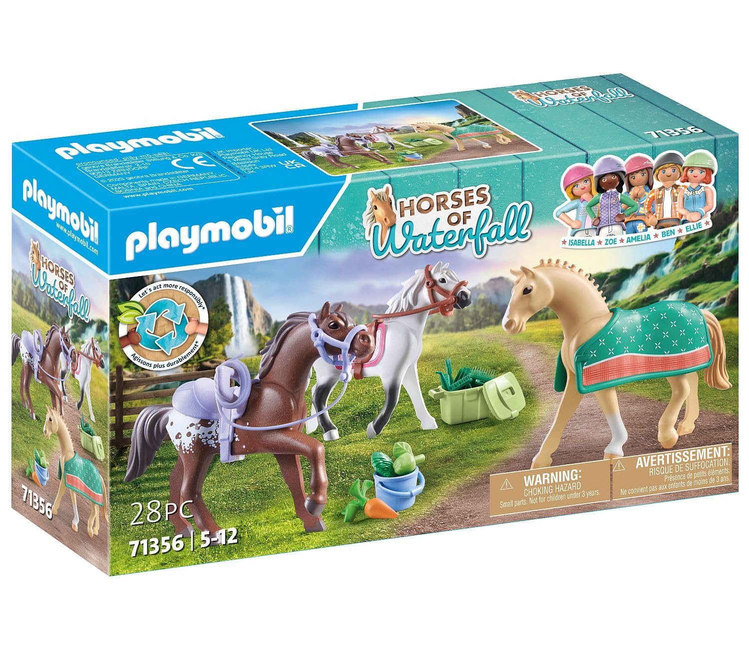 Playmobil® Spielwelt Horses of Waterfall 3 Pferde 71356, (28-tlg), PLAYMOBIL Horses of Waterfall Spielset