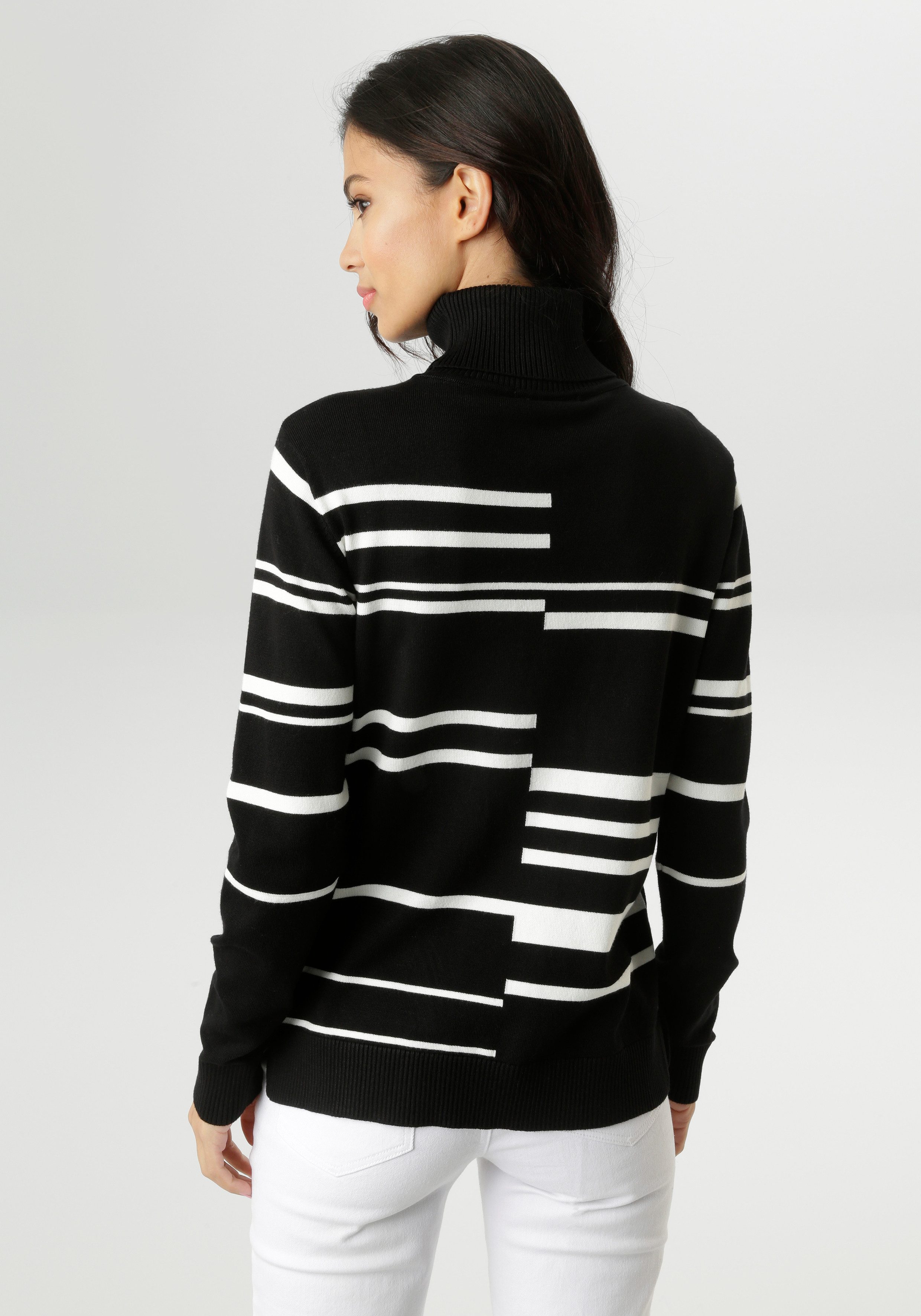 Aniston SELECTED Strickpullover im geometrisch unterbrochenen Streifen-Dess günstig online kaufen