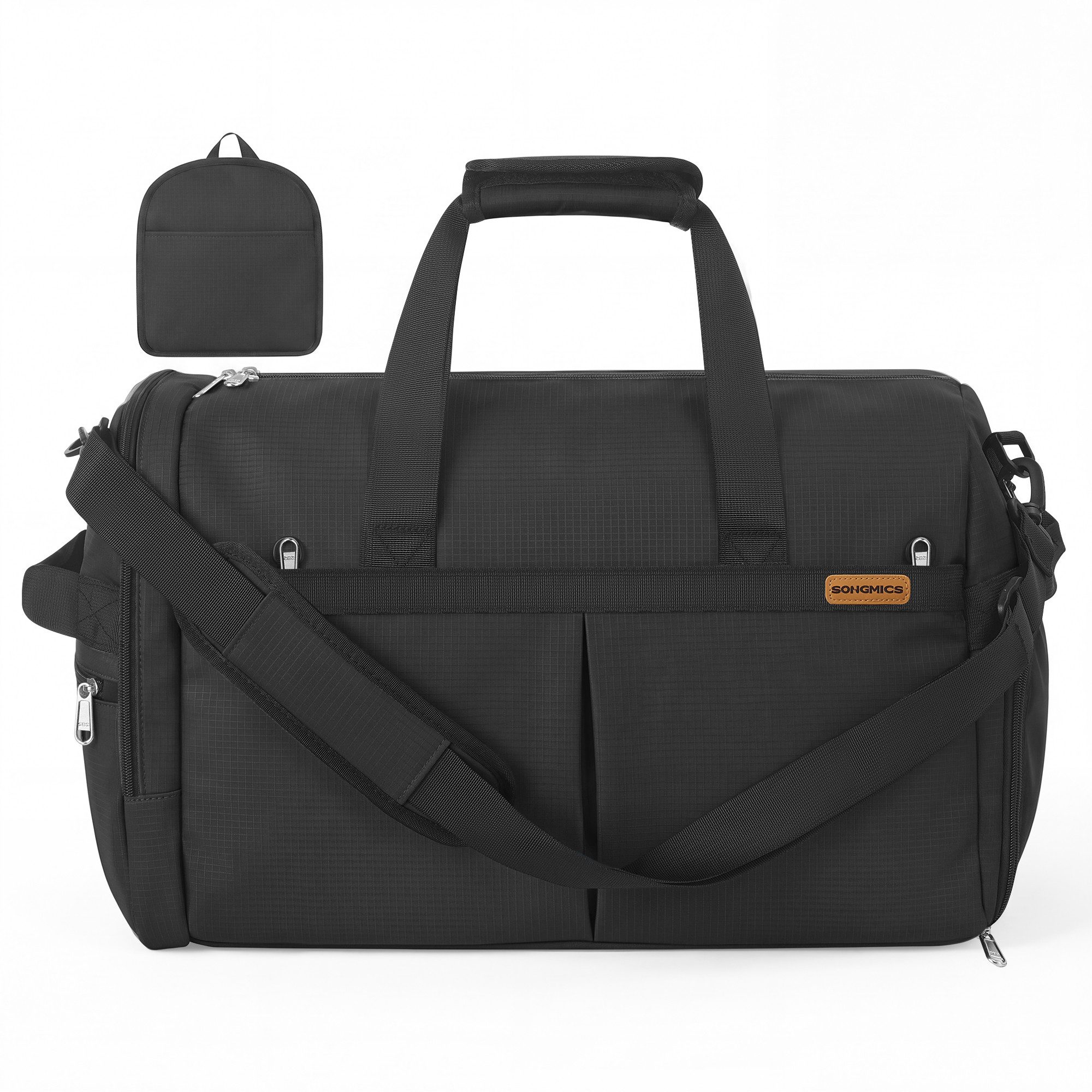 SONGMICS Reisetasche Handgepäck-Tasche, Sporttasche, faltbar mit Schuhfach und Nassfach, 50 L, 55 x 35 x 25 cm, Schwarz