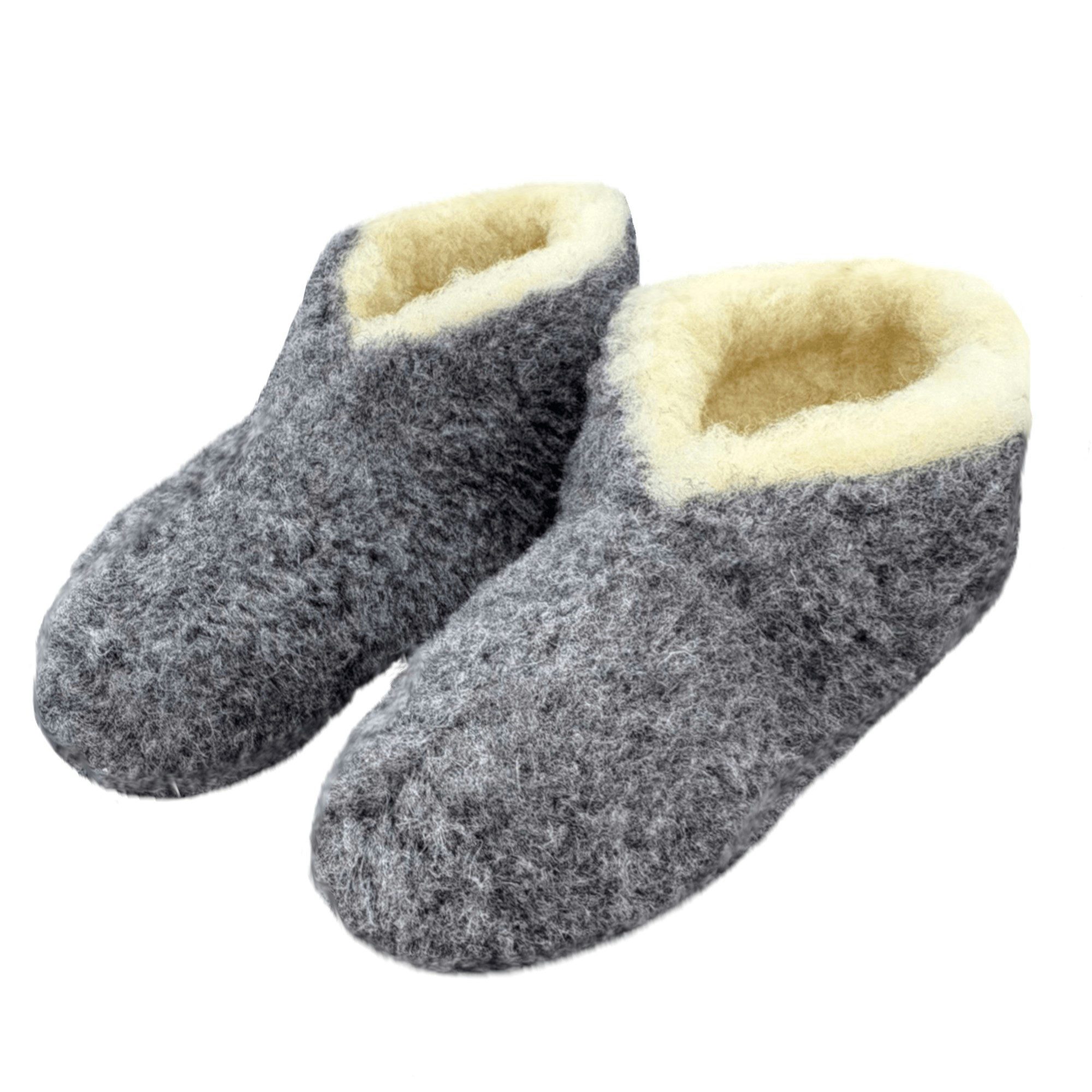 em-ka Hüttenschuhe Schurwolle Lammwolle Winter Warme Wollsocke Hausschuhe Hausschuh Füßwarmer für Damen und Herren Naturprodukt aus Schafwolle