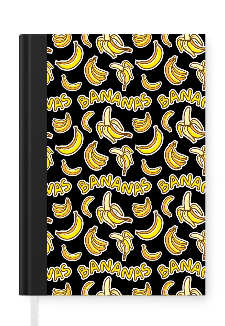 MuchoWow Notizbuch Banane - Muster - Obst, Journal, Merkzettel, Tagebuch, Notizheft, A5, 98 Seiten, Haushaltsbuch