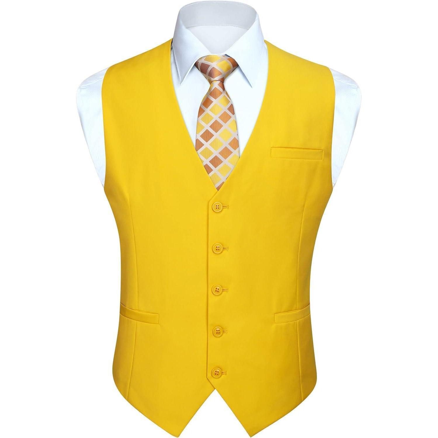 LuxusKollektion Krawatte Weste Herren Baumwolle Hochzeit Party XS Z1 Gelb