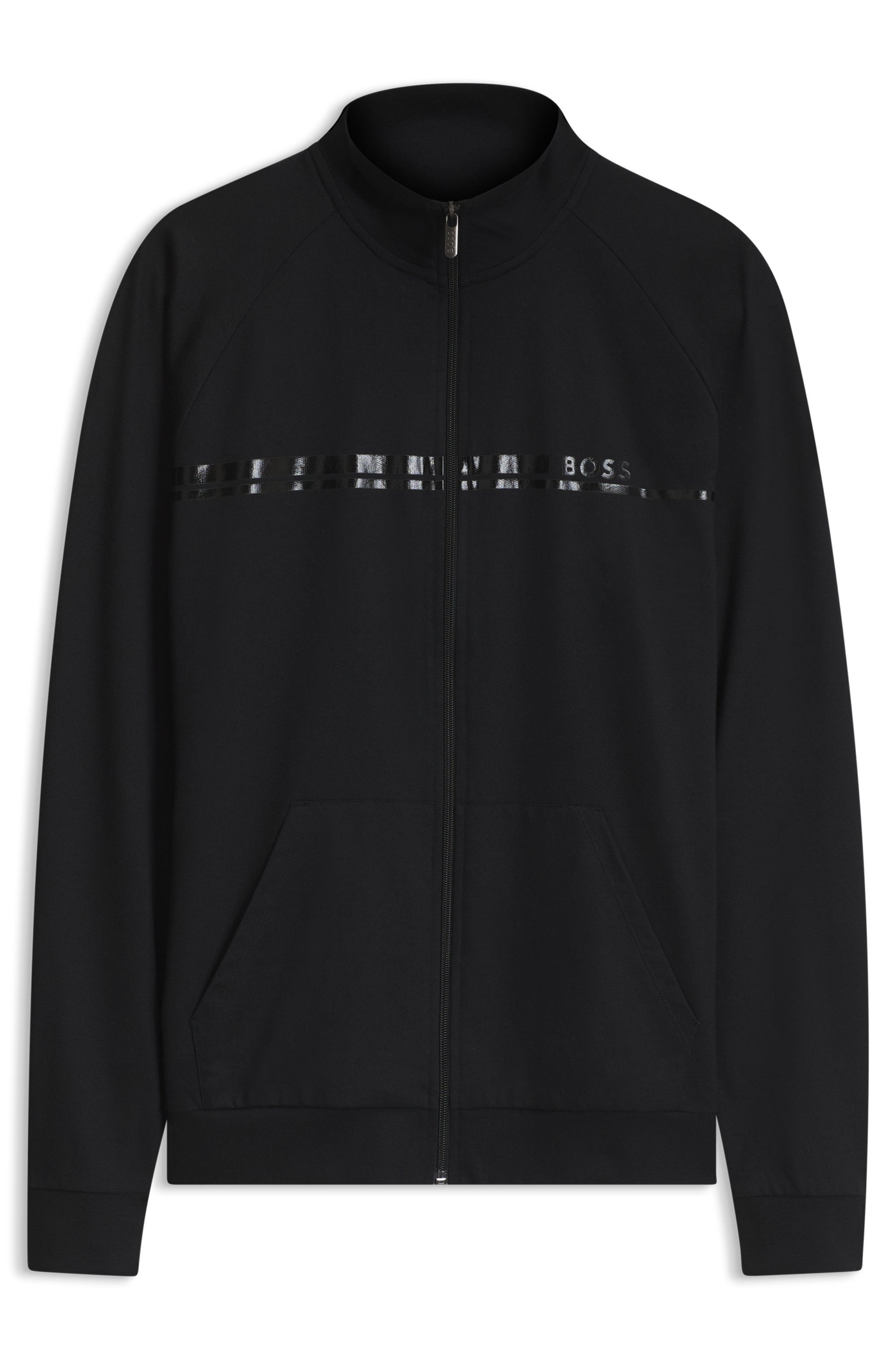 BOSS Sweatjacke Authentic mit Streifen und Logo, regular fit