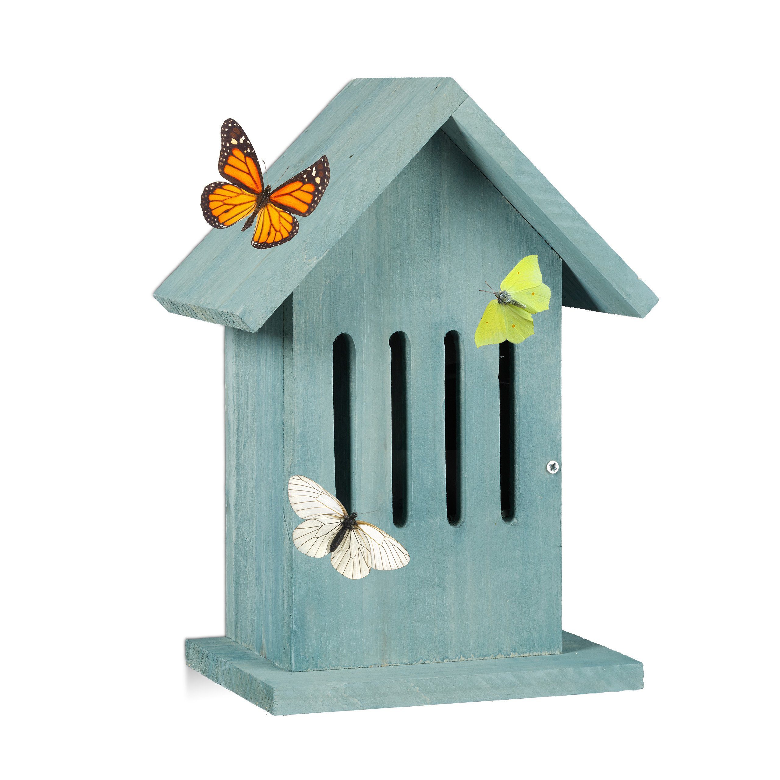 relaxdays Insektenhotel Schmetterlingshaus hängend in 2 Farben, (1-St), Türkis